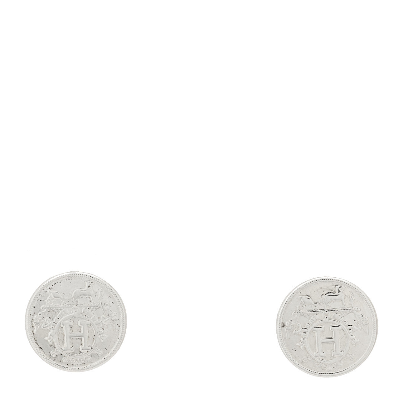 Hermes Sterling Silver TPM Ex-Libris Earrings 1 of 6