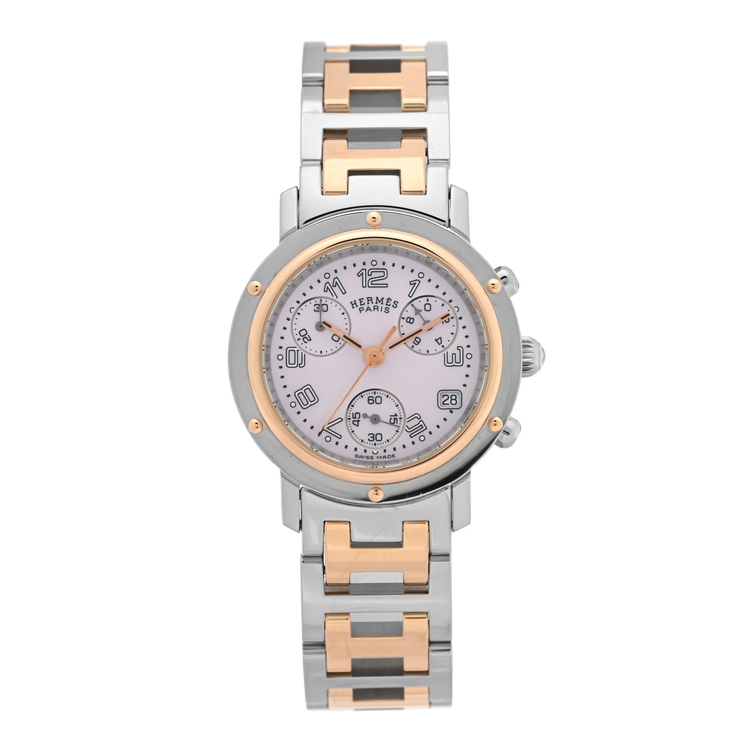 Hermes Stainless Steel 31mm Clipper Chronograph Quartz Watch 