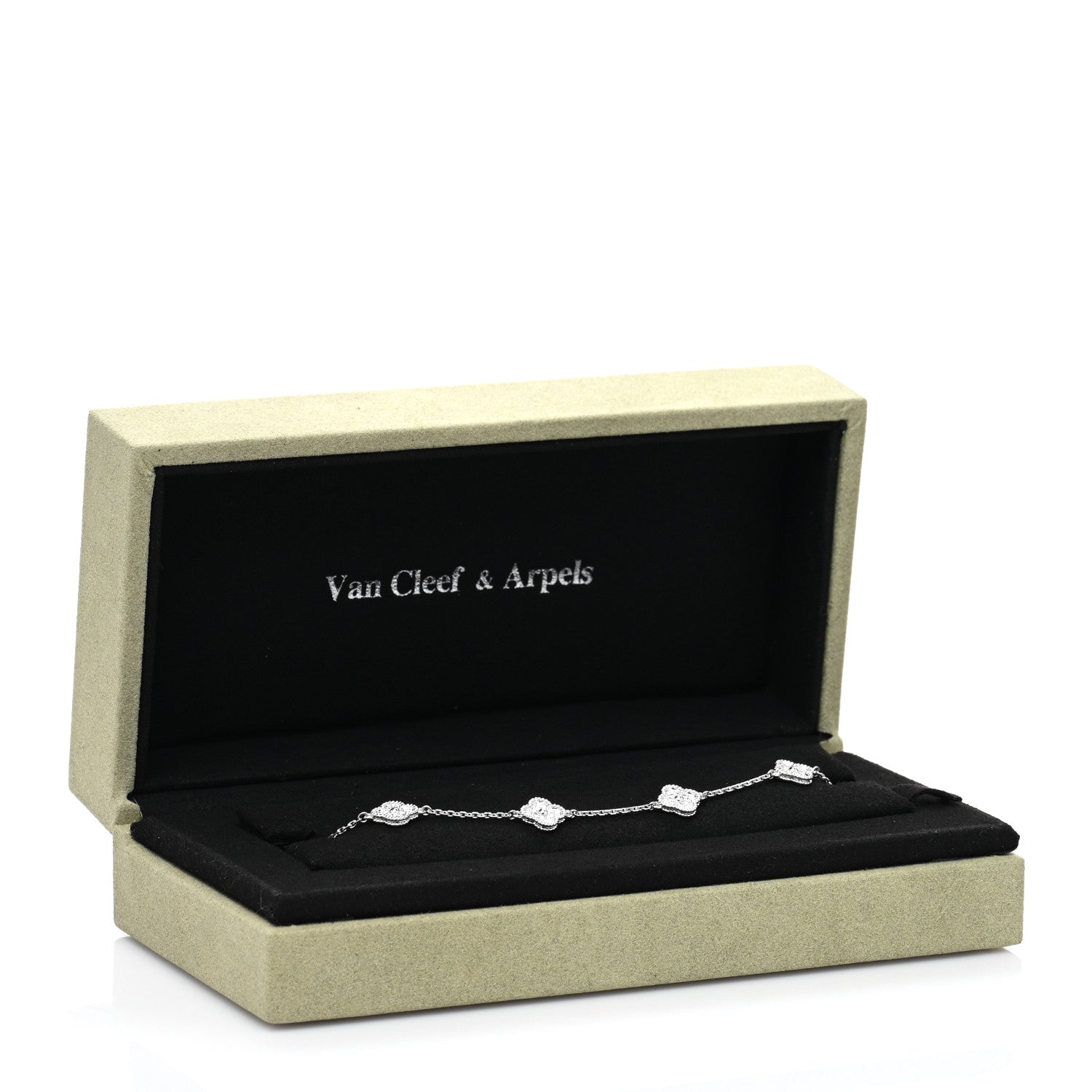 Van Cleef & Arpels 18K White Gold Diamond 6 Motifs Sweet Alhambra Bracelet 4 of 4