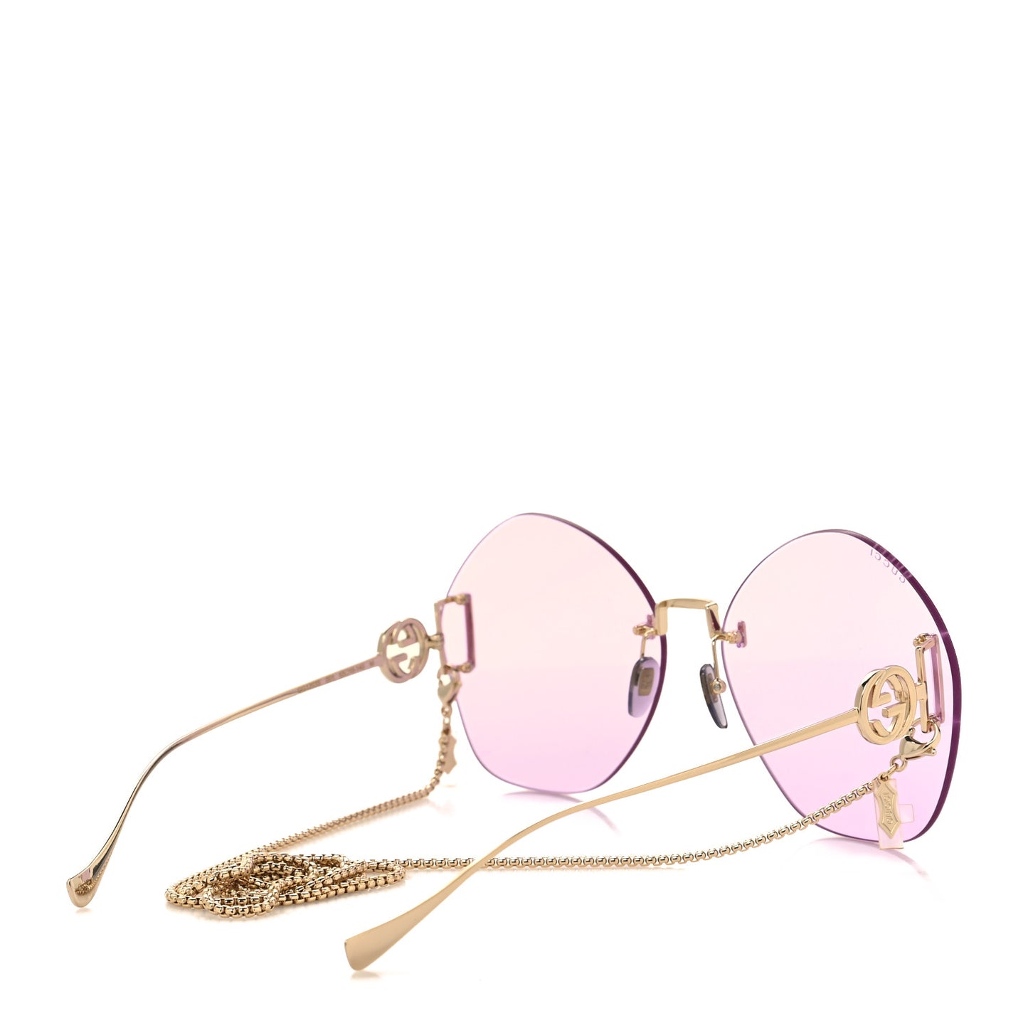 Metal Round Chain Sunglasses GG1203S Gold Purple