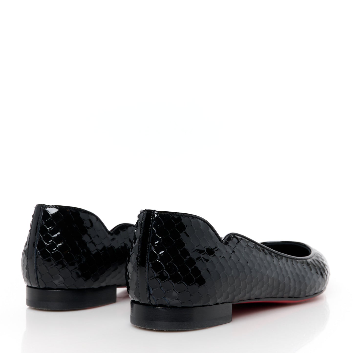 Patent Snakeskin Embossed Hot Chickita Flats 38.5 Black