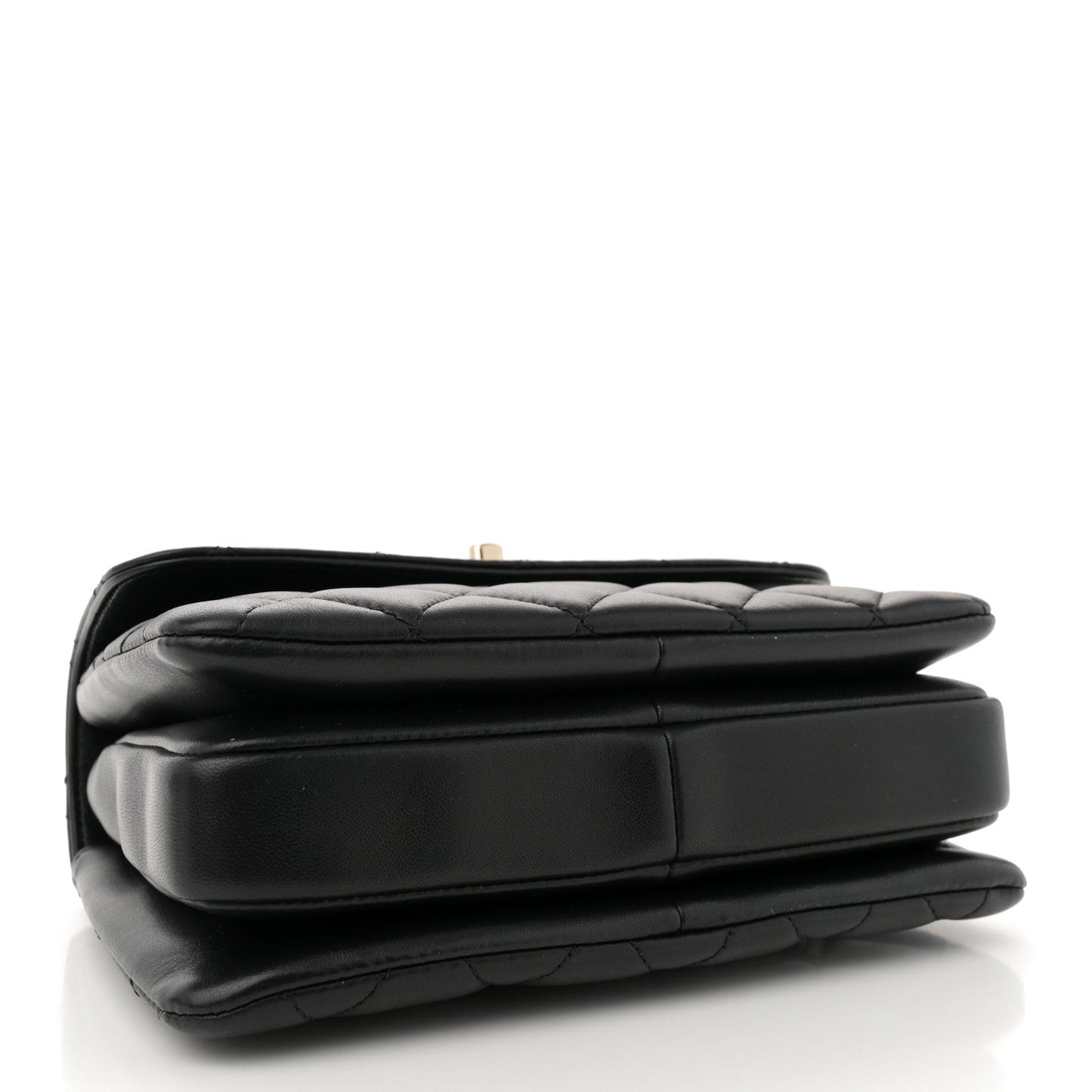 Lambskin Quilted Mini Trendy CC Dual Handle Flap Bag Black