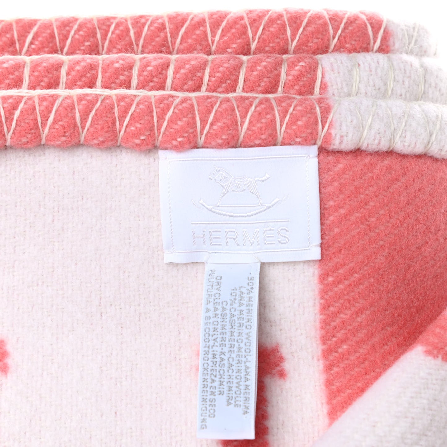 Wool Cashmere Avalon Baby Blanket Rose Airelle White