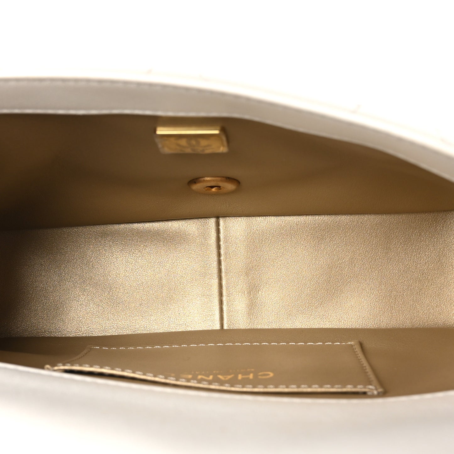 Lambskin Quilted Small Double Pearl Flap White