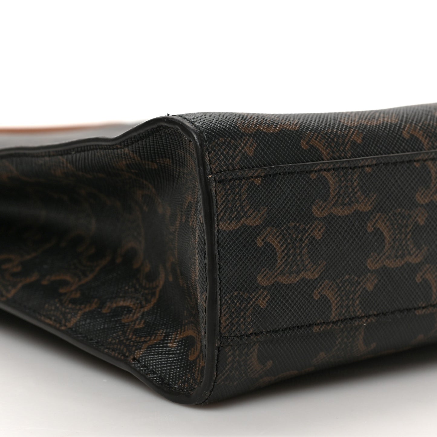 Triomphe Canvas Calfskin Small Vertical Cabas Tan