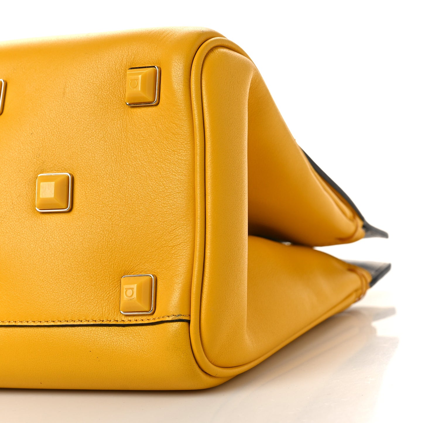 Hammered Calfskin Medium The Studio Box Bag Yellow
