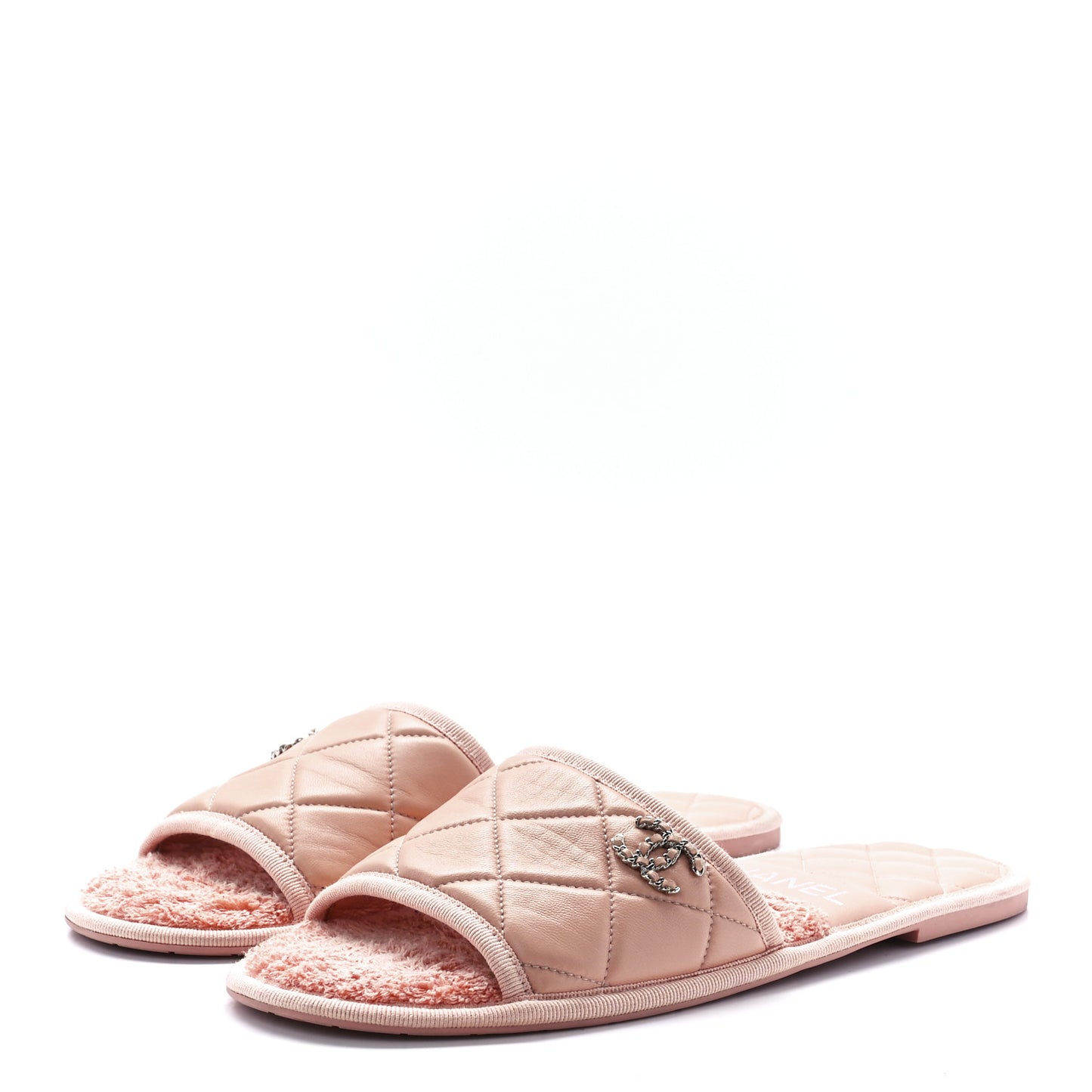 Lambskin CC Flat Mules S Light Pink
