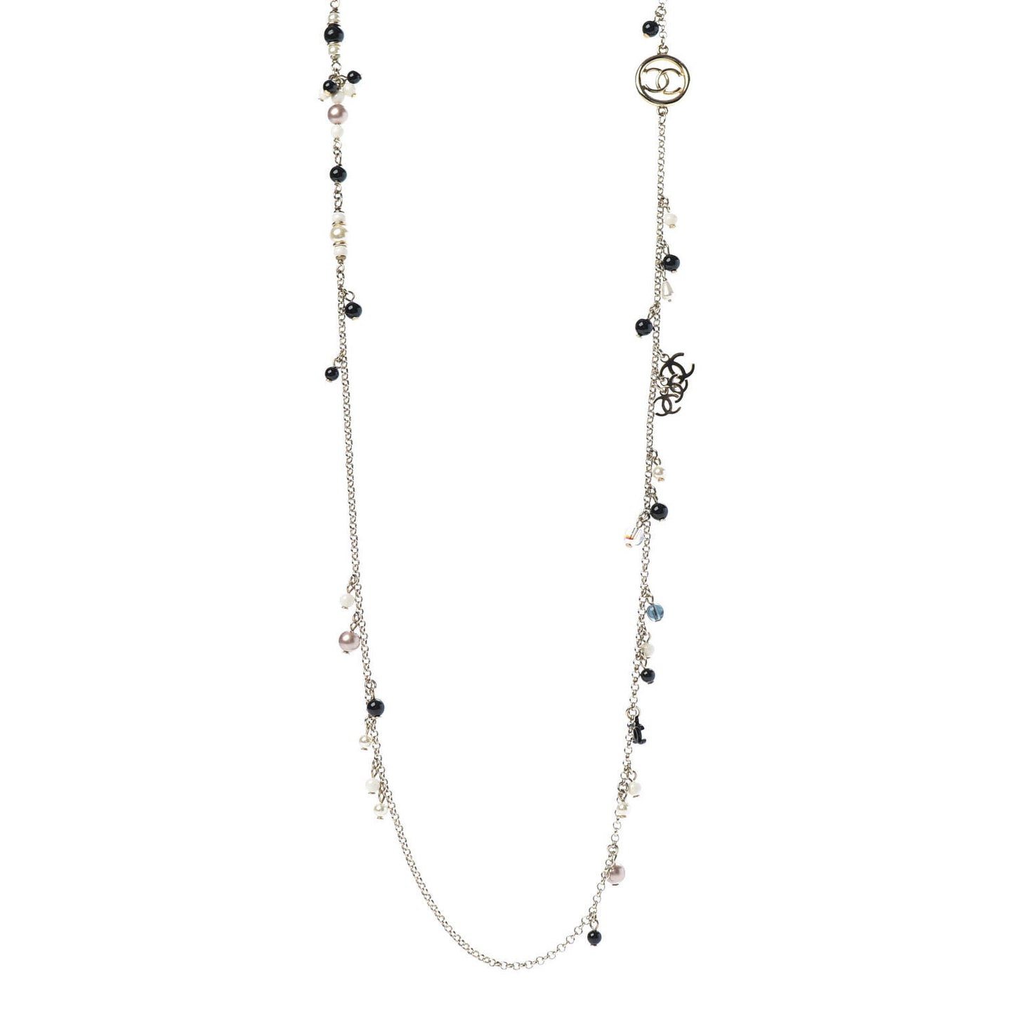 Resin Bead Pearl CC Necklace Gold