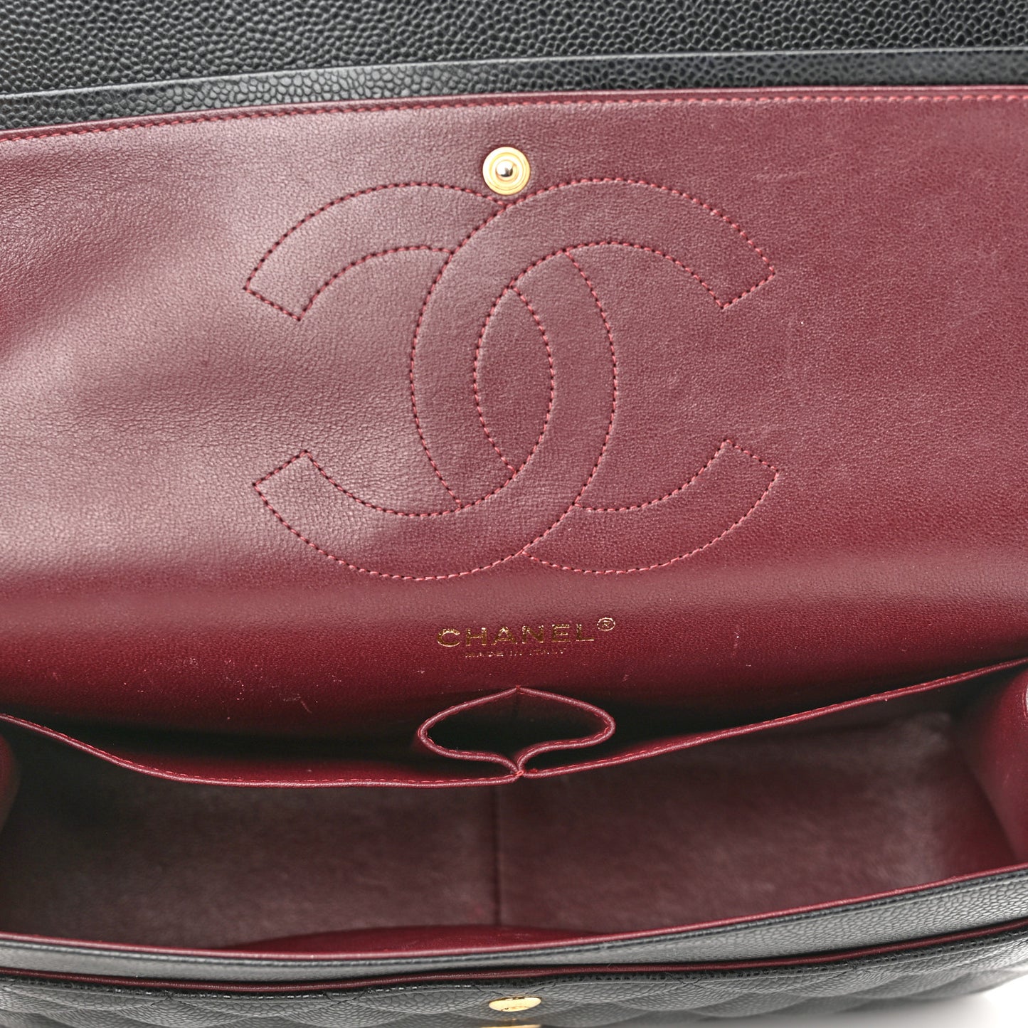 Caviar Quilted Jumbo Double Flap Black