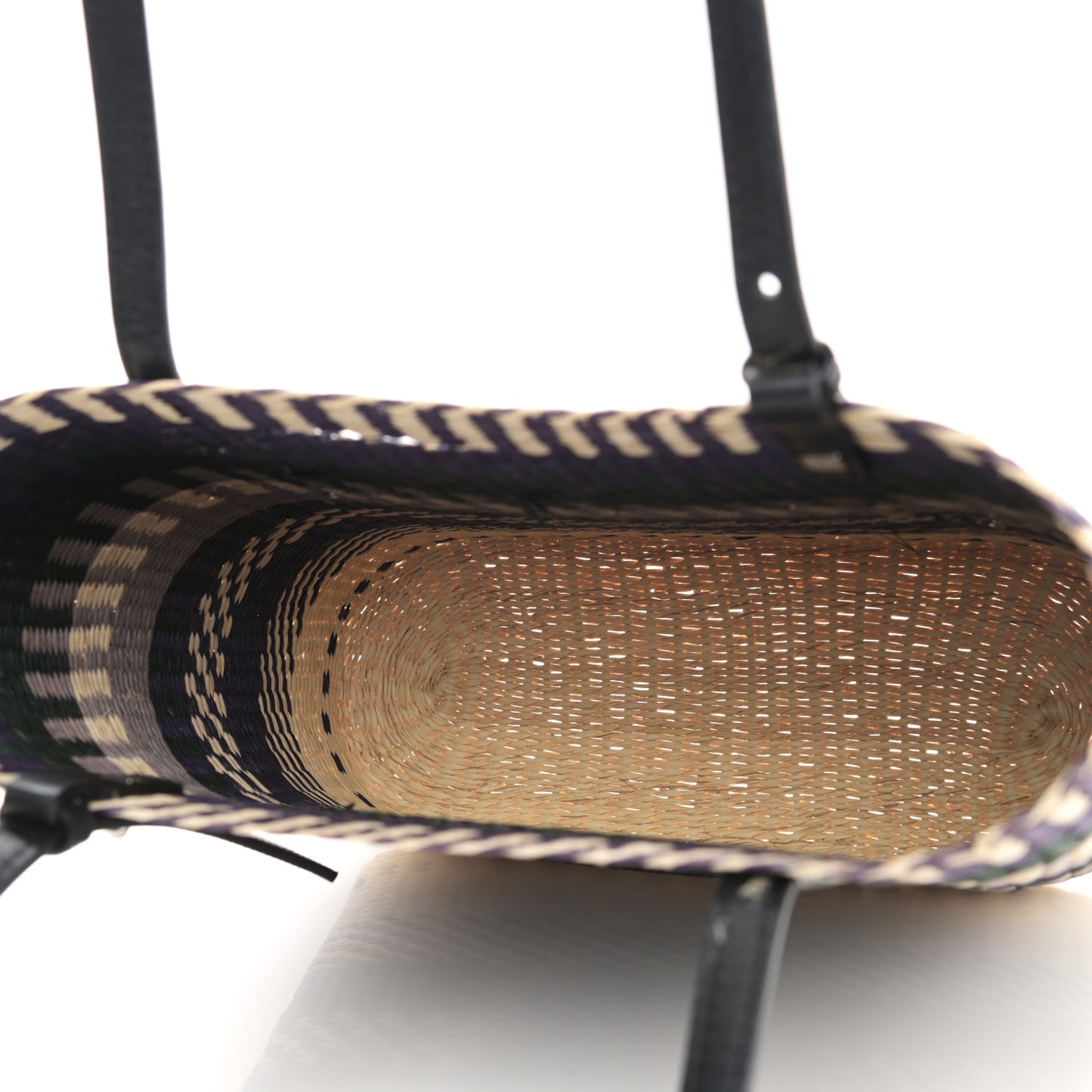 Textile Calfskin Small Square Basket Tote Bag Black Multicolor