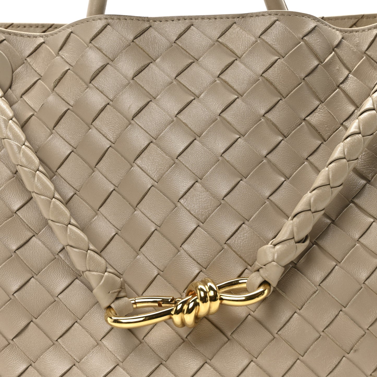 Nappa Intrecciato Medium Andiamo Shoulder Bag Ecru