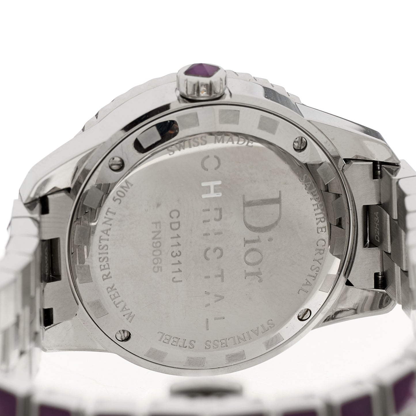 Stainless Steel Diamond Sapphire 33mm Christal Quartz Watch Purple