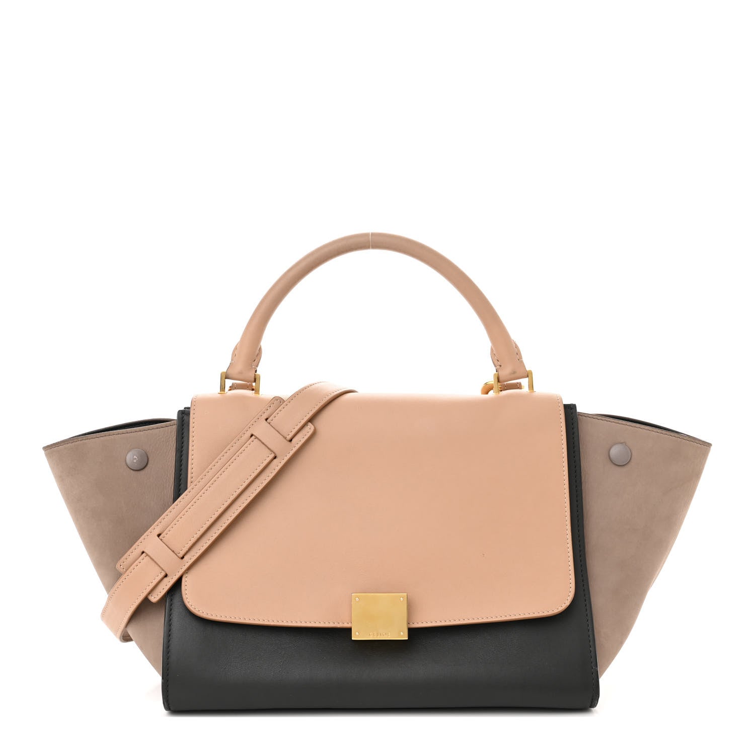 Celine Smooth Calfskin Nubuck Small Tri-Color Trapeze Nude 1 of 22