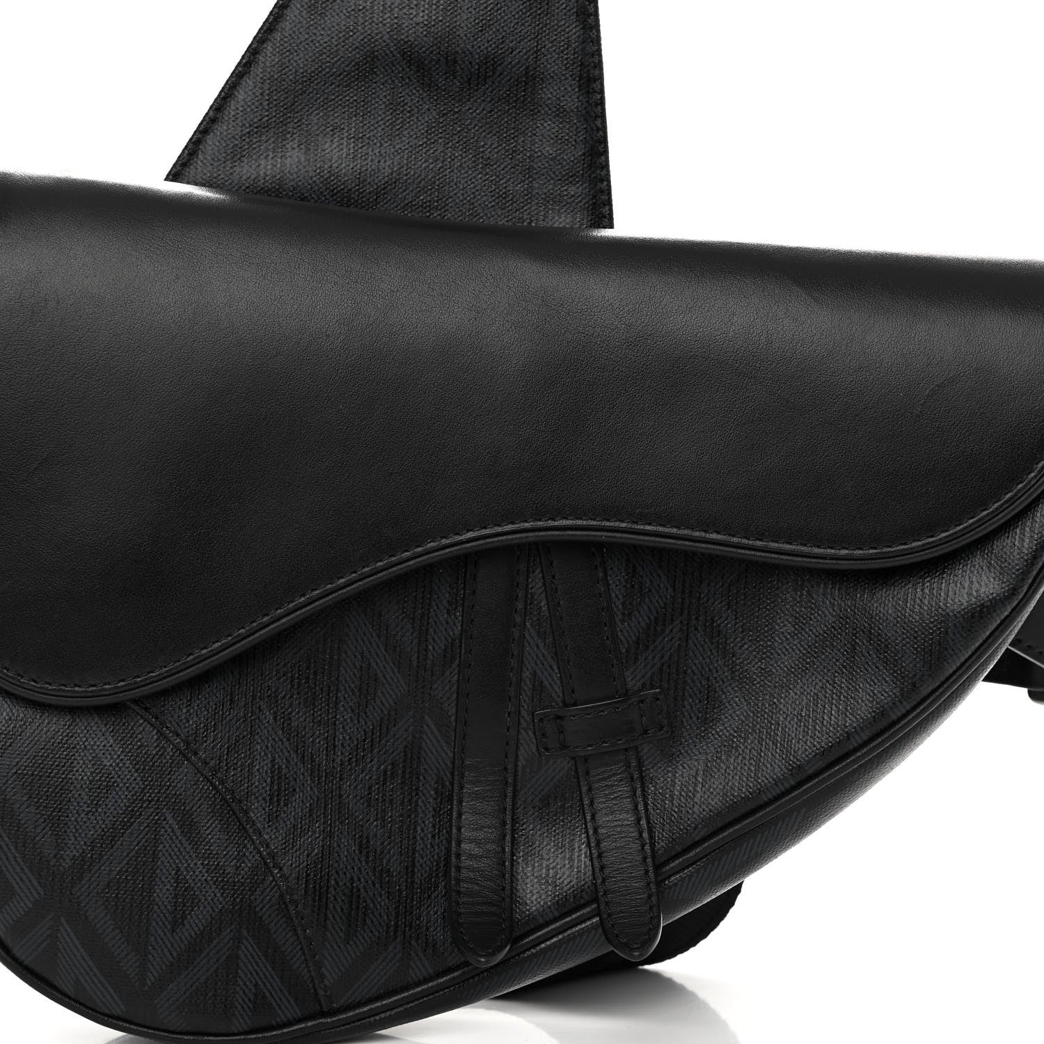 Christian Dior Coated Canvas CD Diamond Printed Mens Saddle Bag Black 8 of 10