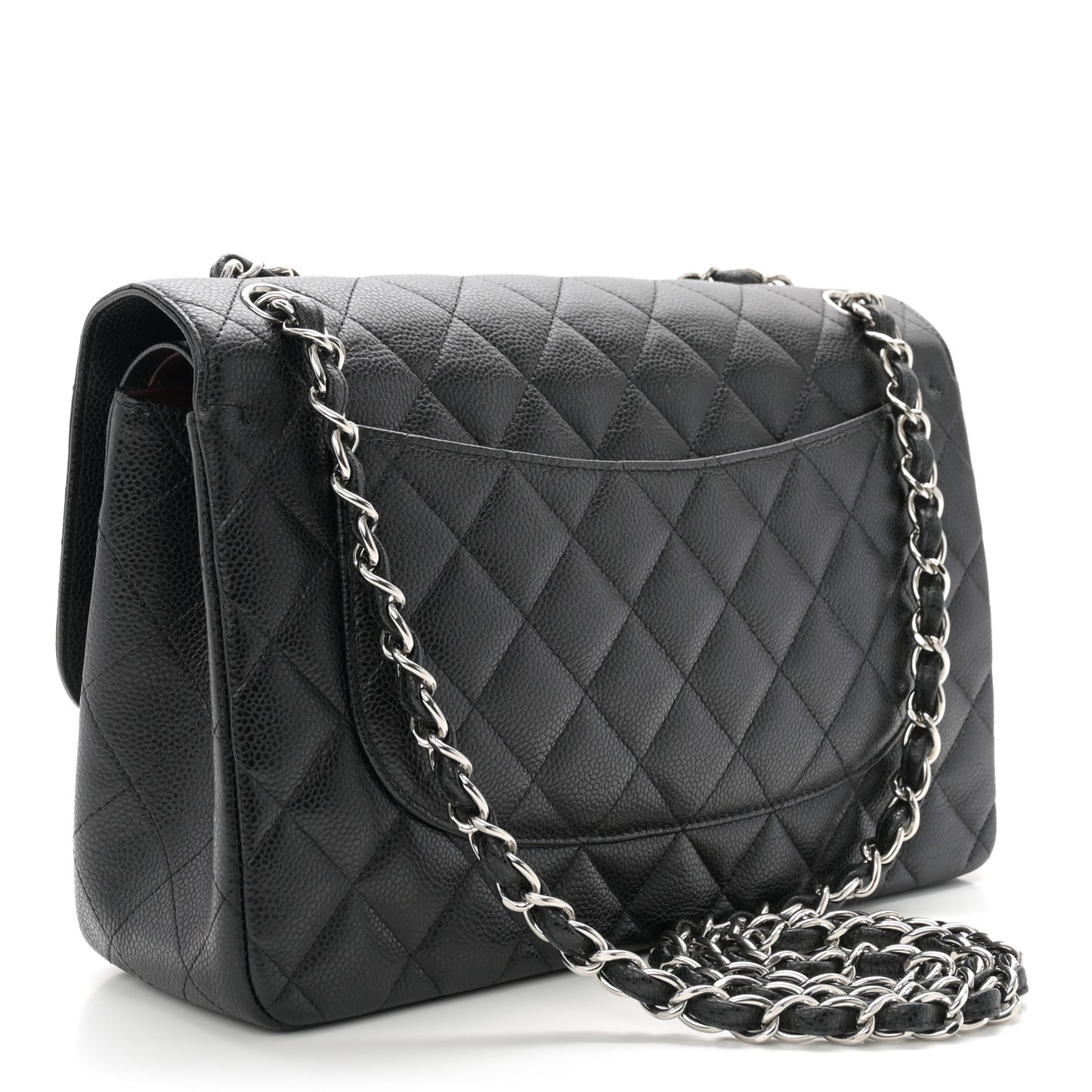 Caviar Quilted Jumbo Double Flap Black