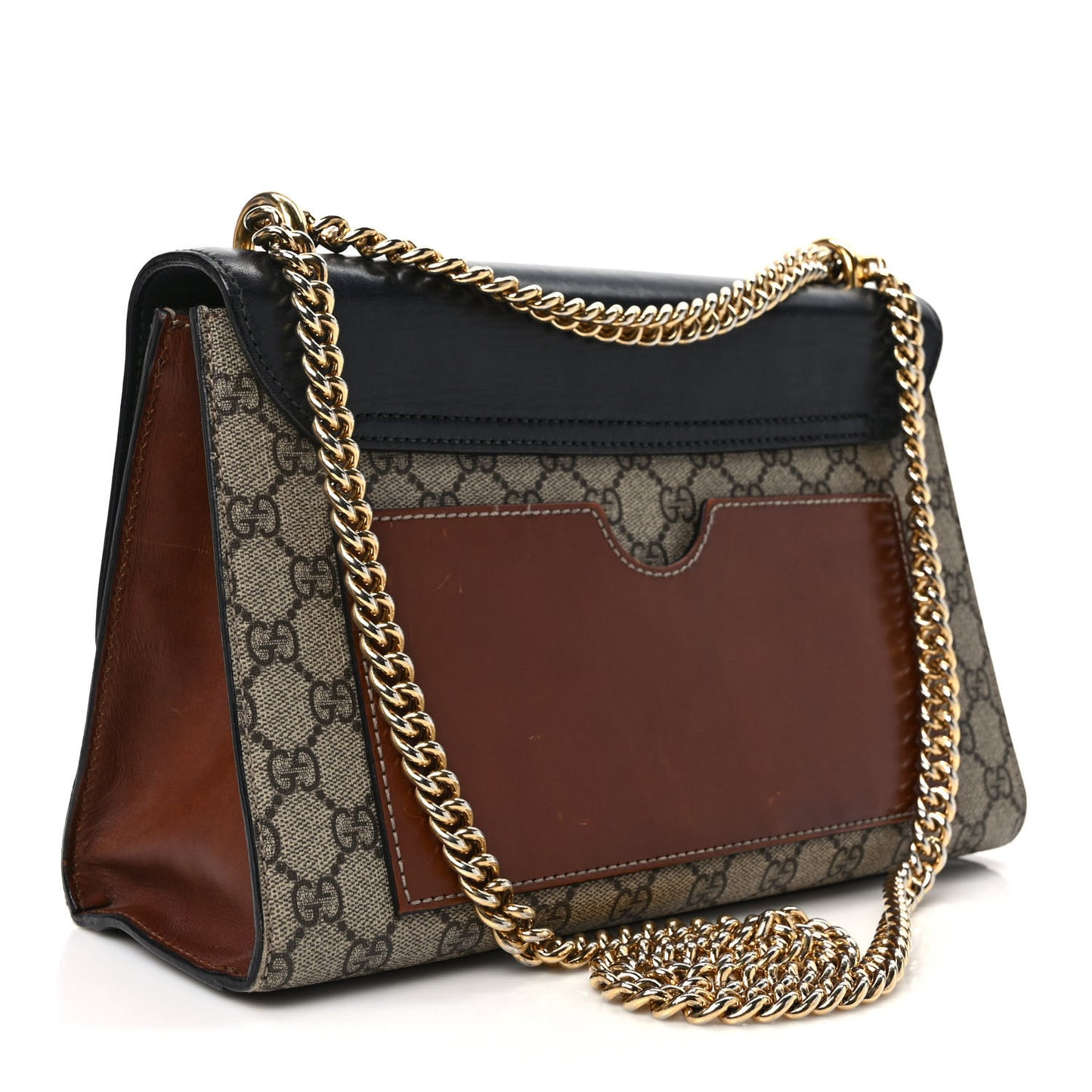 GG Supreme Monogram Calfskin Medium Padlock Shoulder Bag Beige Black Cuir