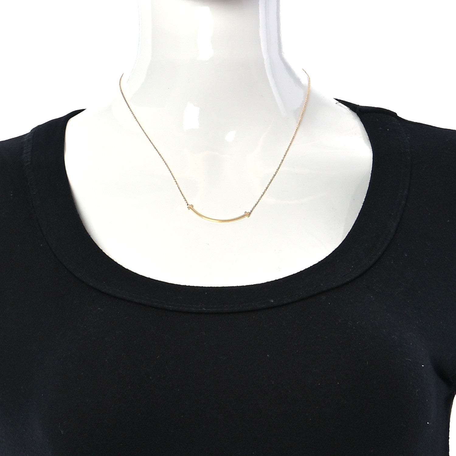 Tiffany 18K Yellow Gold Small T Smile Pendant Necklace 2 of 6