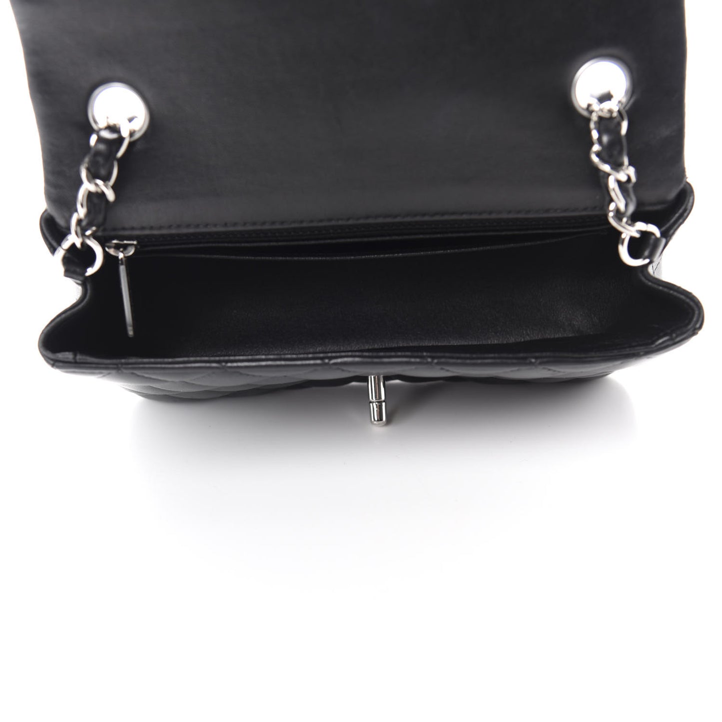 Lambskin Quilted Mini Rectangular Flap Black