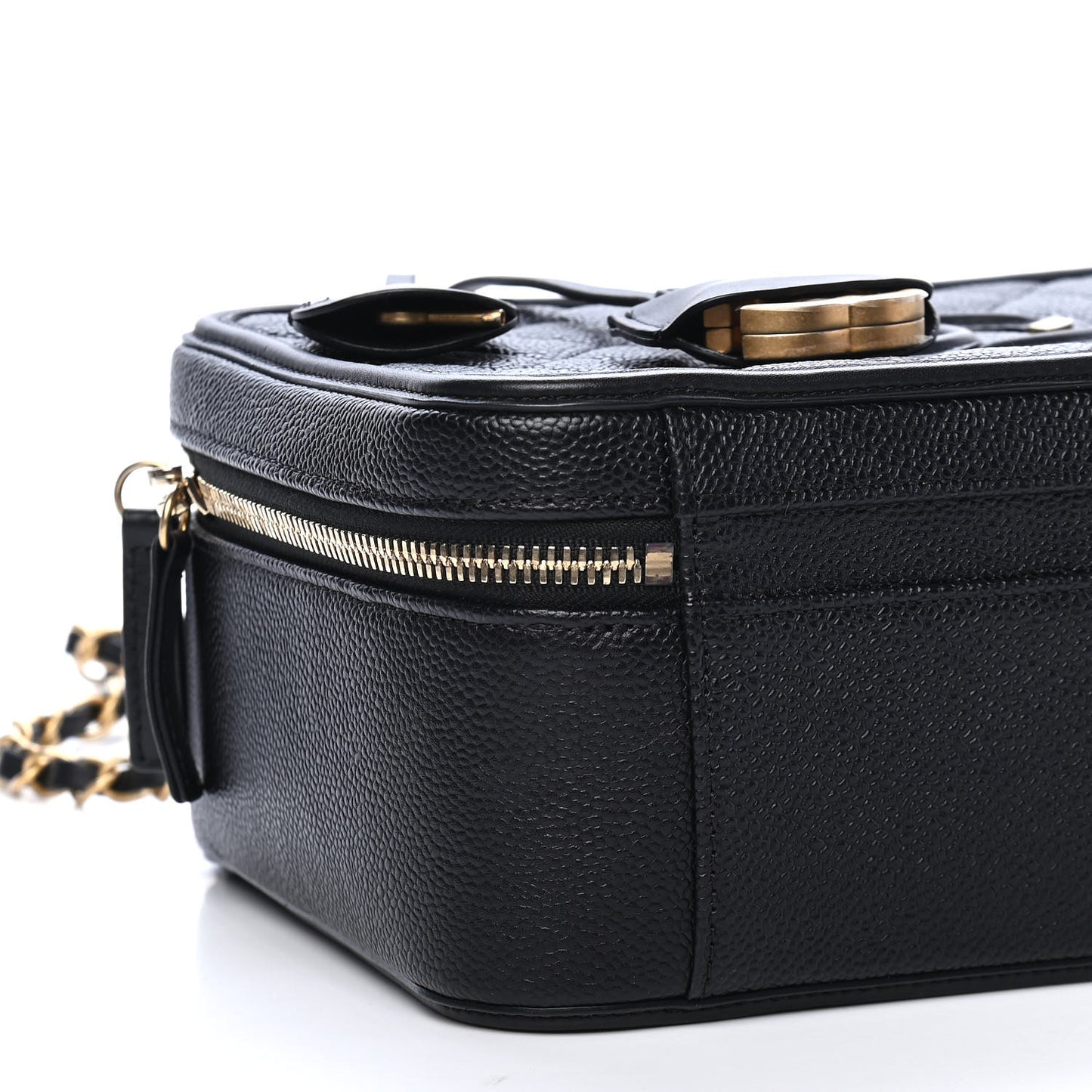 Caviar Quilted Large CC Filigree Vanity Case Black