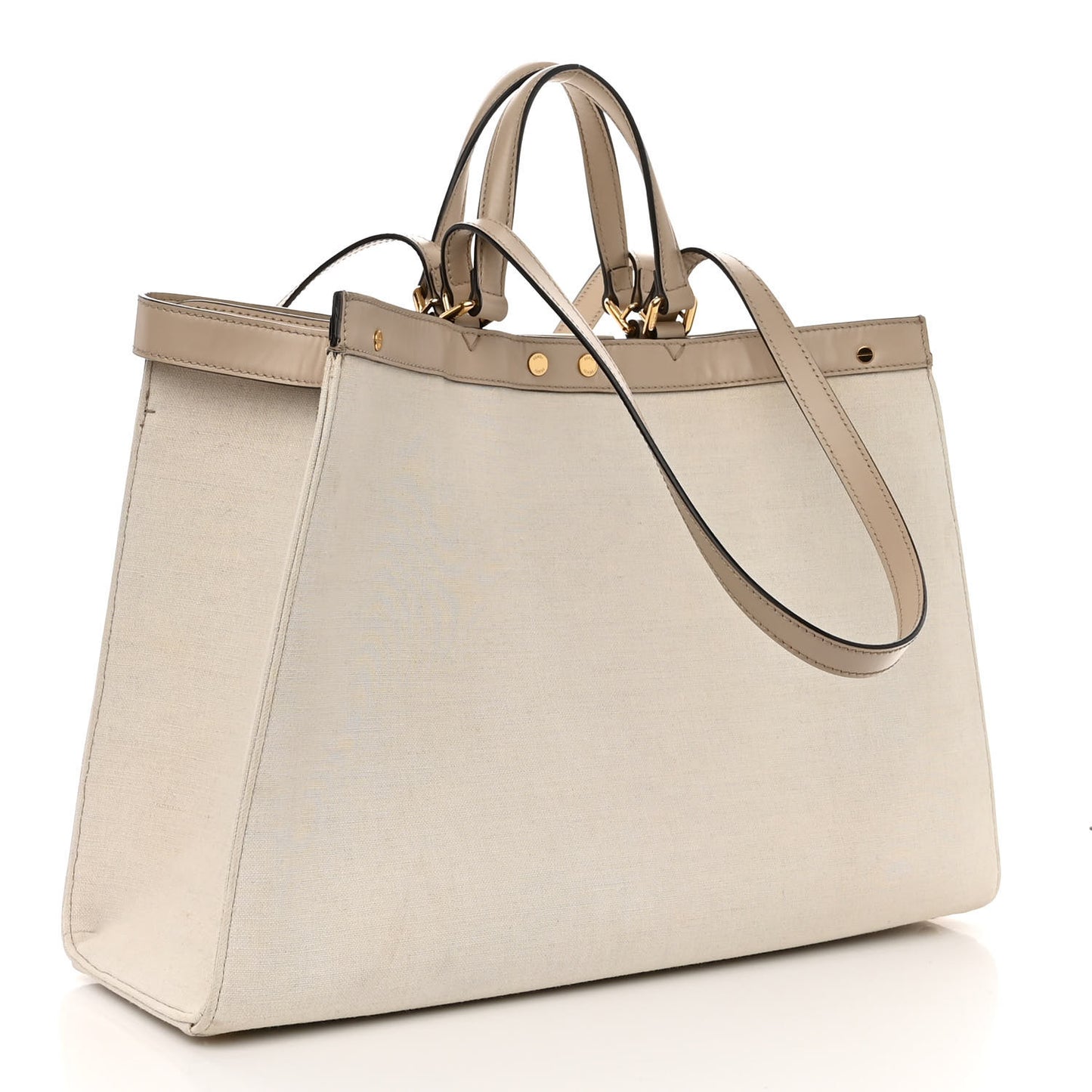 Canvas Vitello King FF Embroidered Medium Peekaboo X-Tote Poudre