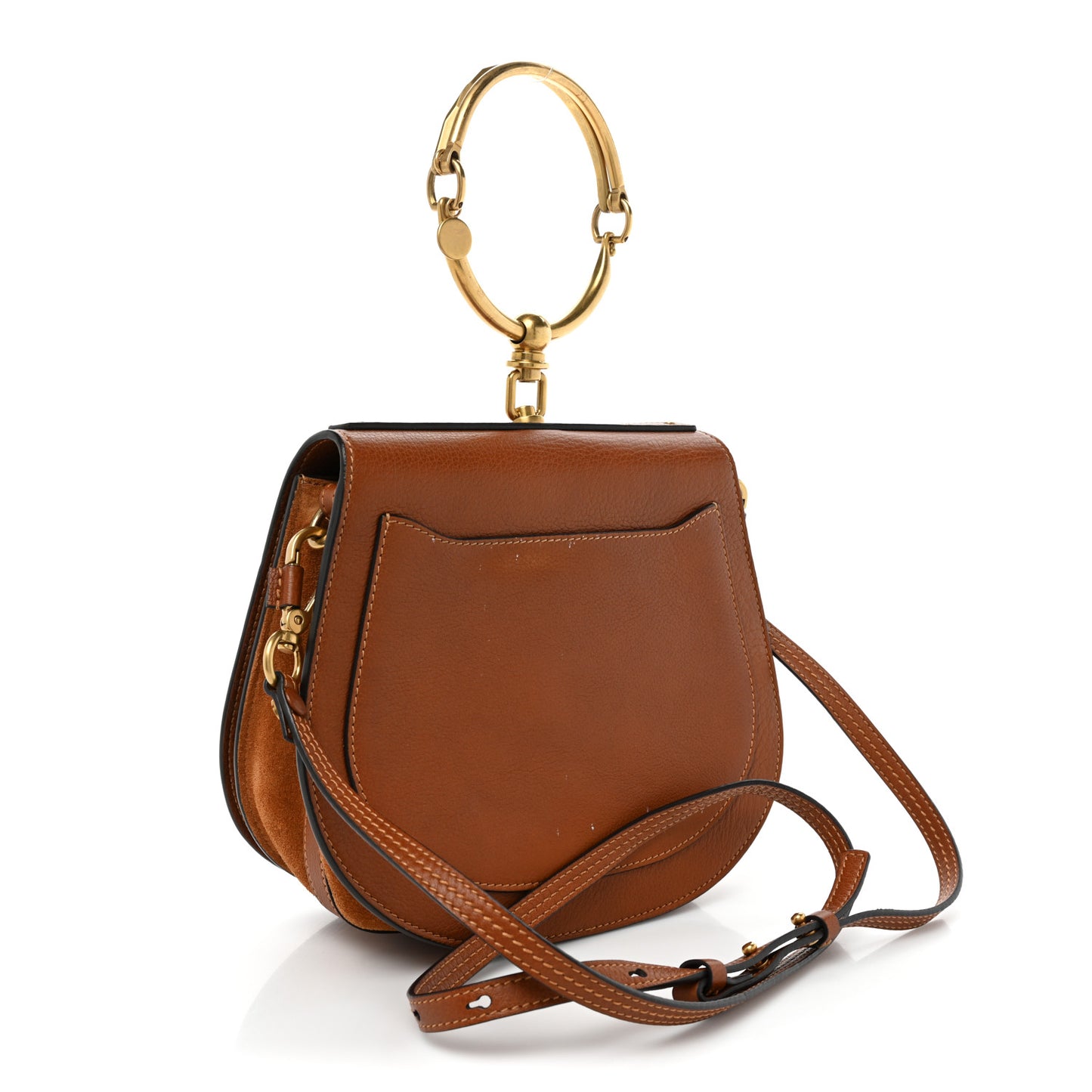 Calfskin Suede Medium Nile Bracelet Bag Caramel