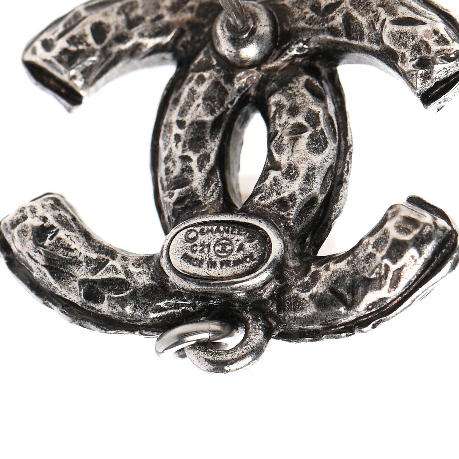 Chanel Ruthenium Crystal Pearl CC Drop Earrings 4 of 5