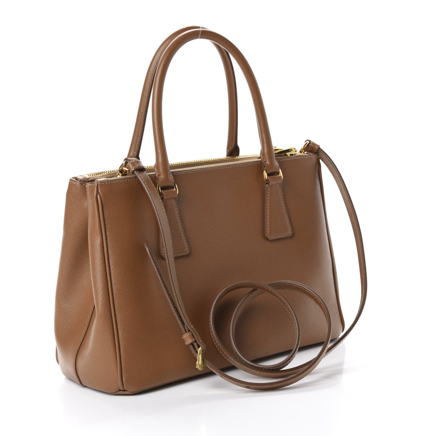 Prada Saffiano Small Galleria Double Zip Tote Caramel 3 of 12