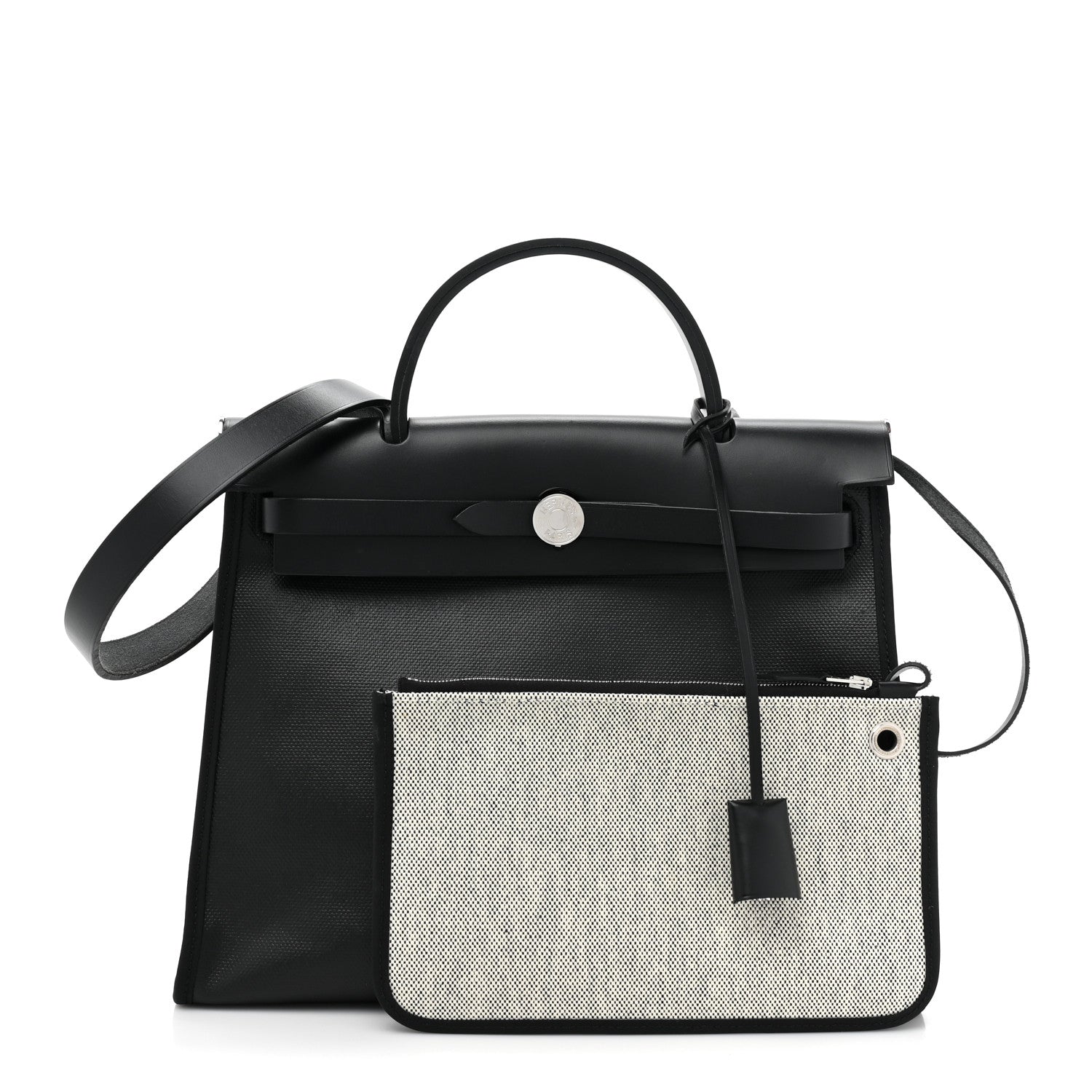 Hermes Toile H Berline Vache Hunter Herbag Zip PM 31 Black Ecru 3 of 13