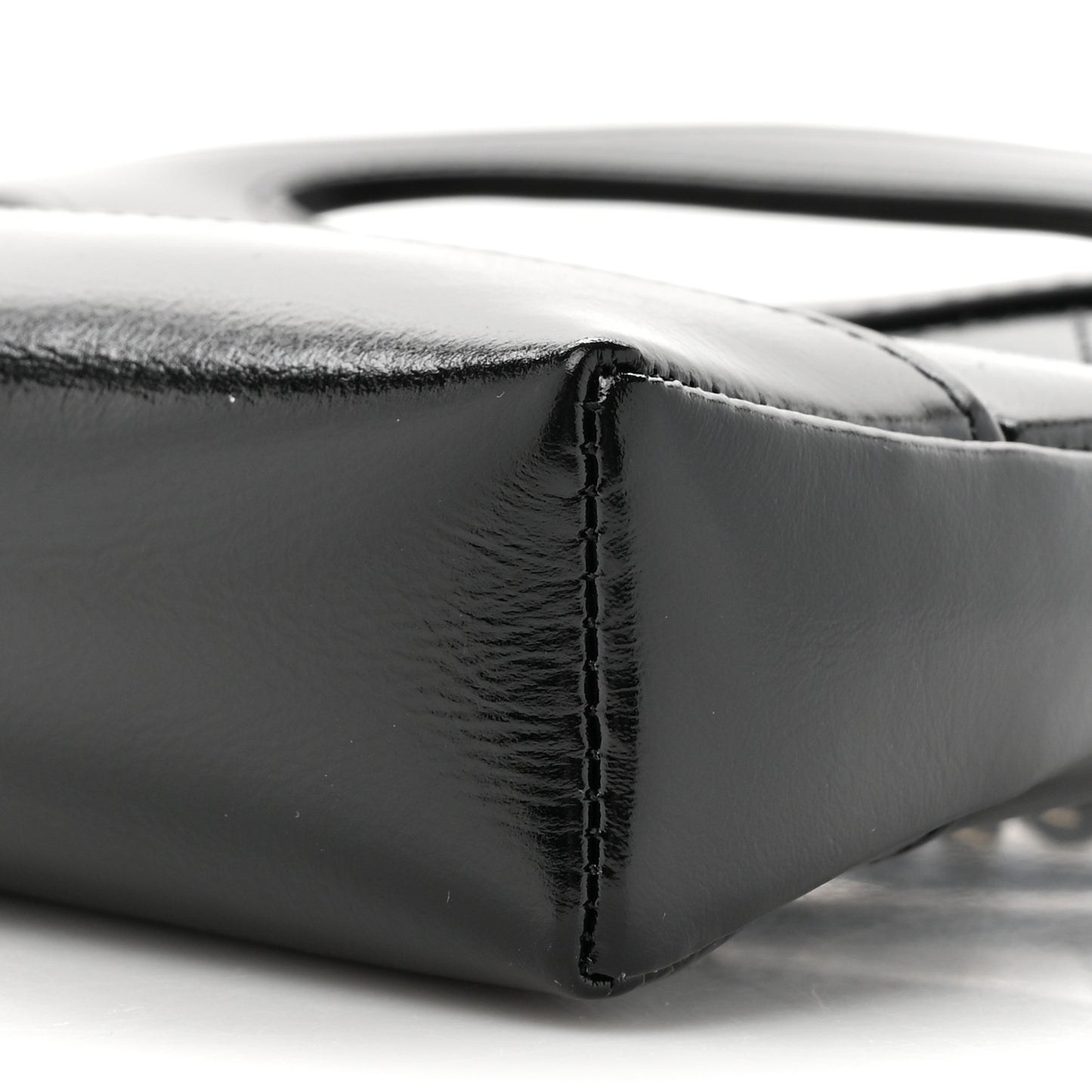Shiny Crumpled Calfskin Quilted Nano 31 Shopping Bag Black