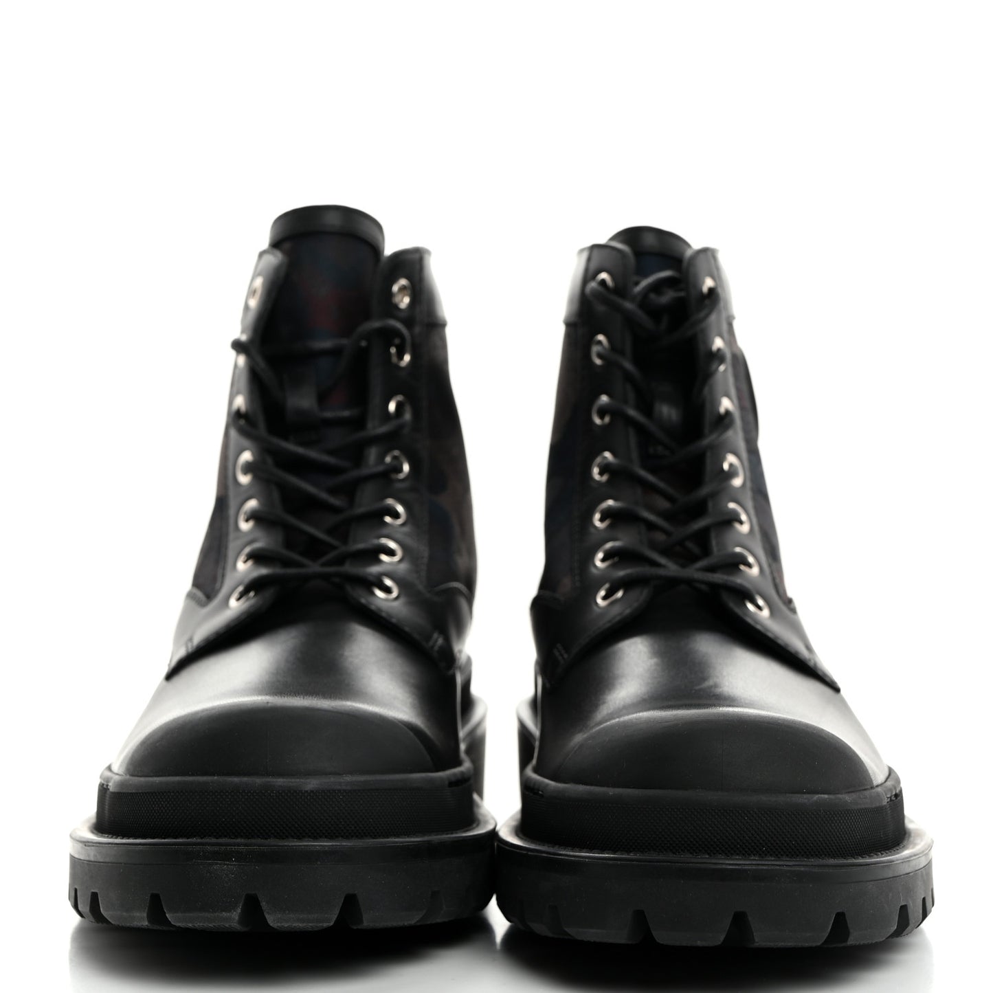 X Peter Doig Calfskin Camouflage Explorer Mens Boots 41 Black Multicolor