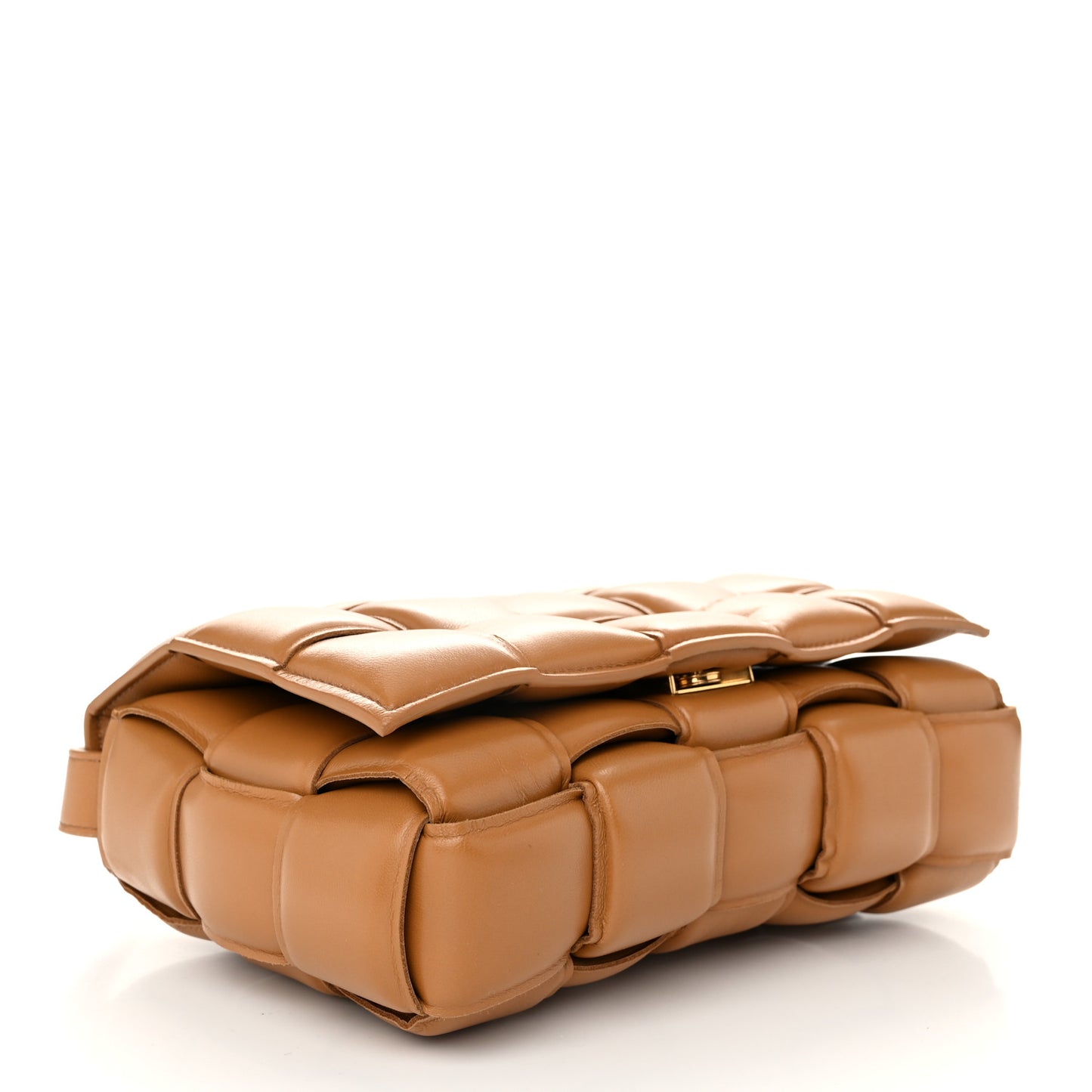 Nappa Maxi Intreccio Padded Cassette Crossbody Bag Caramel