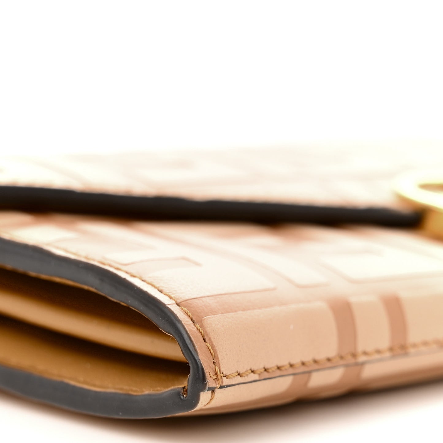 Vitello Termolagoon F is Fendi FF 1974 Embossed Continental Envelope Wallet On Chain Miele Scuro