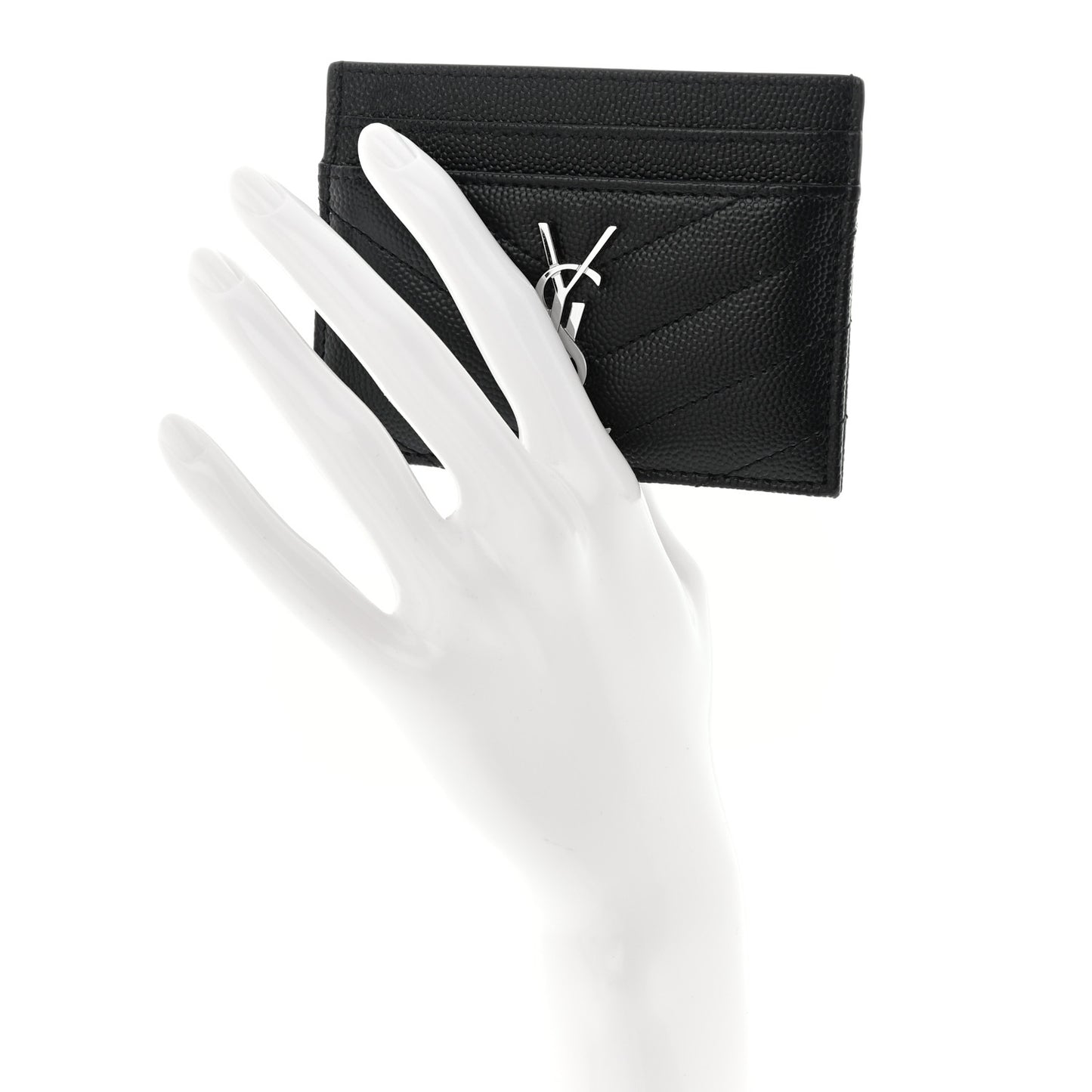 Grain De Poudre Matelasse Chevron Monogram Credit Card Case Black