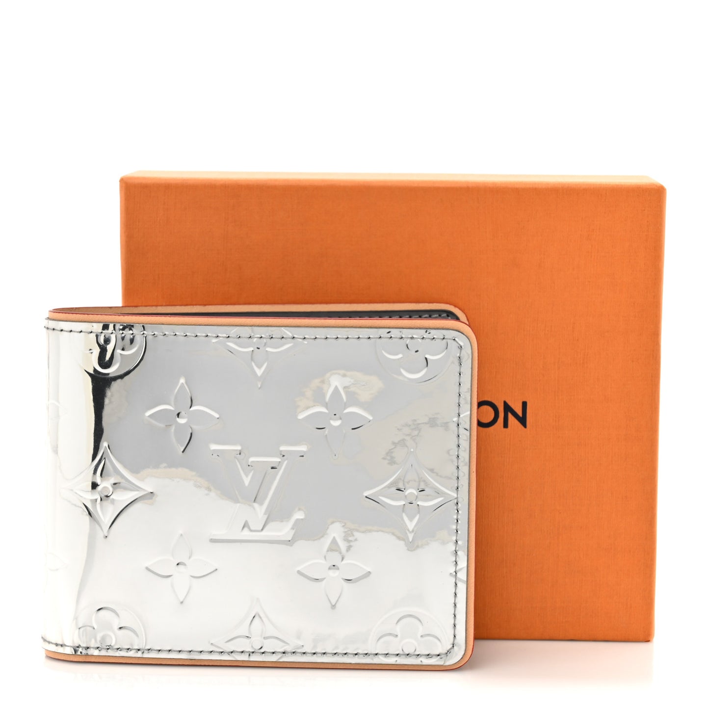 Monogram Mirror Slender Wallet Silver