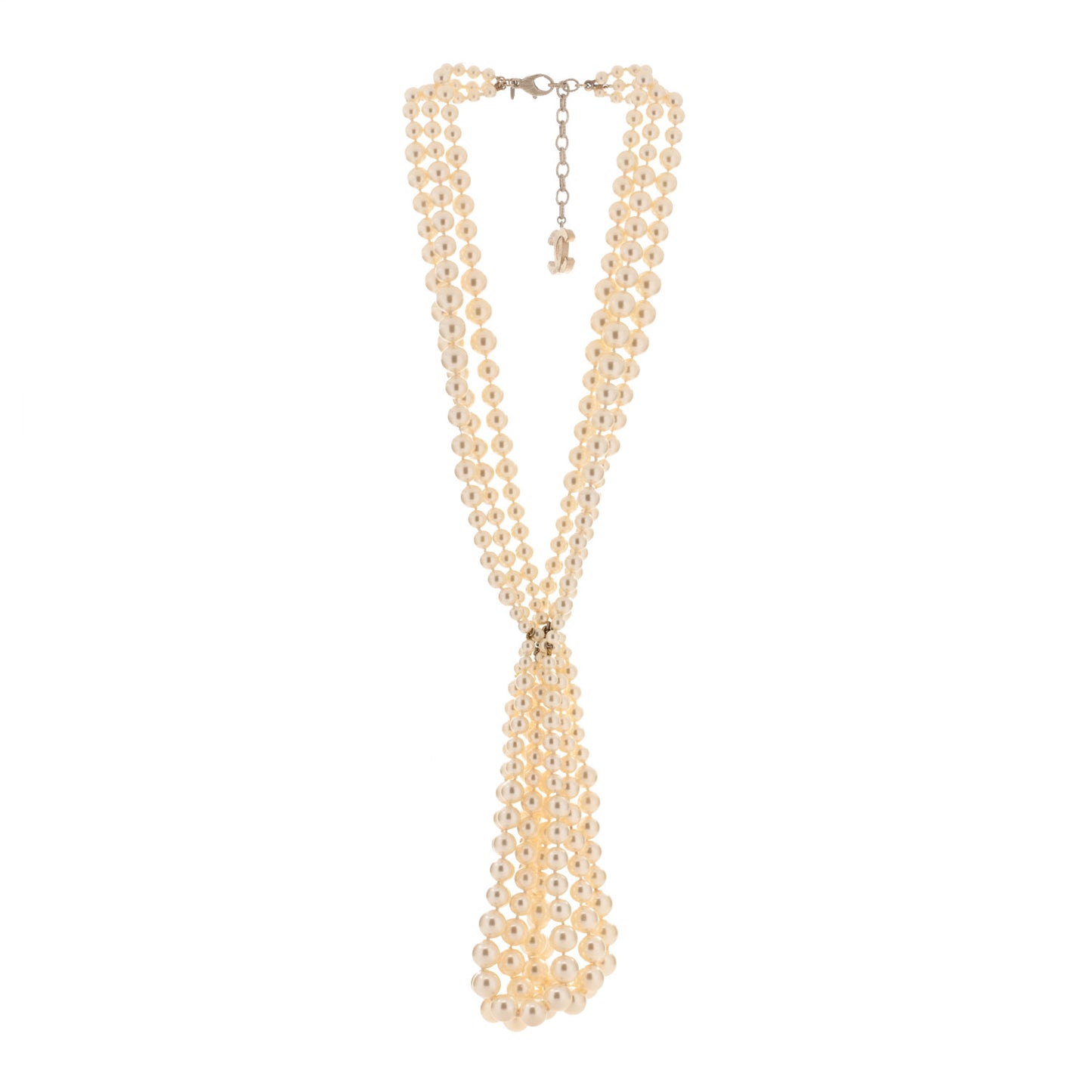 Graduated Pearl CC Long Necklace