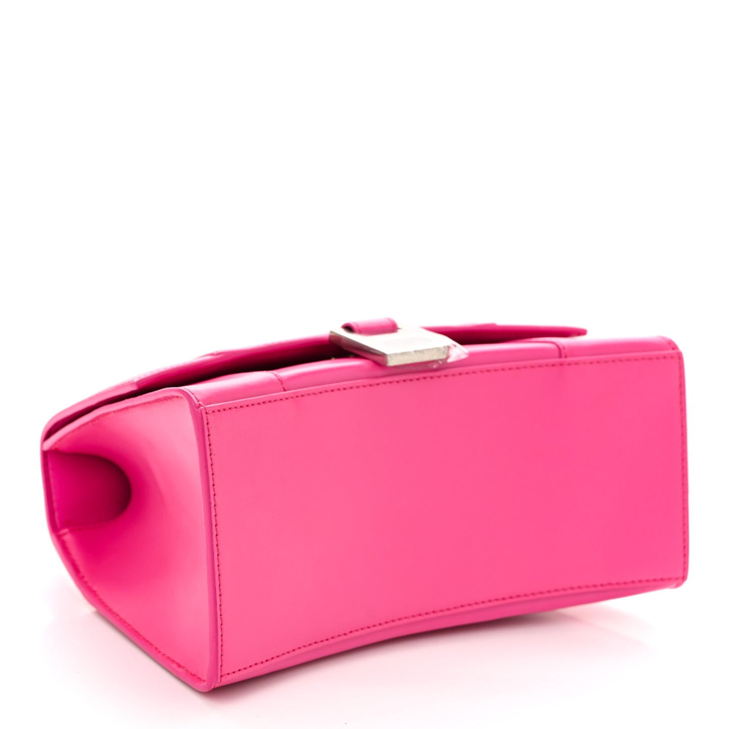 Shiny Box Calfskin Small Hourglass Top Handle Bag Acid Fuchsia