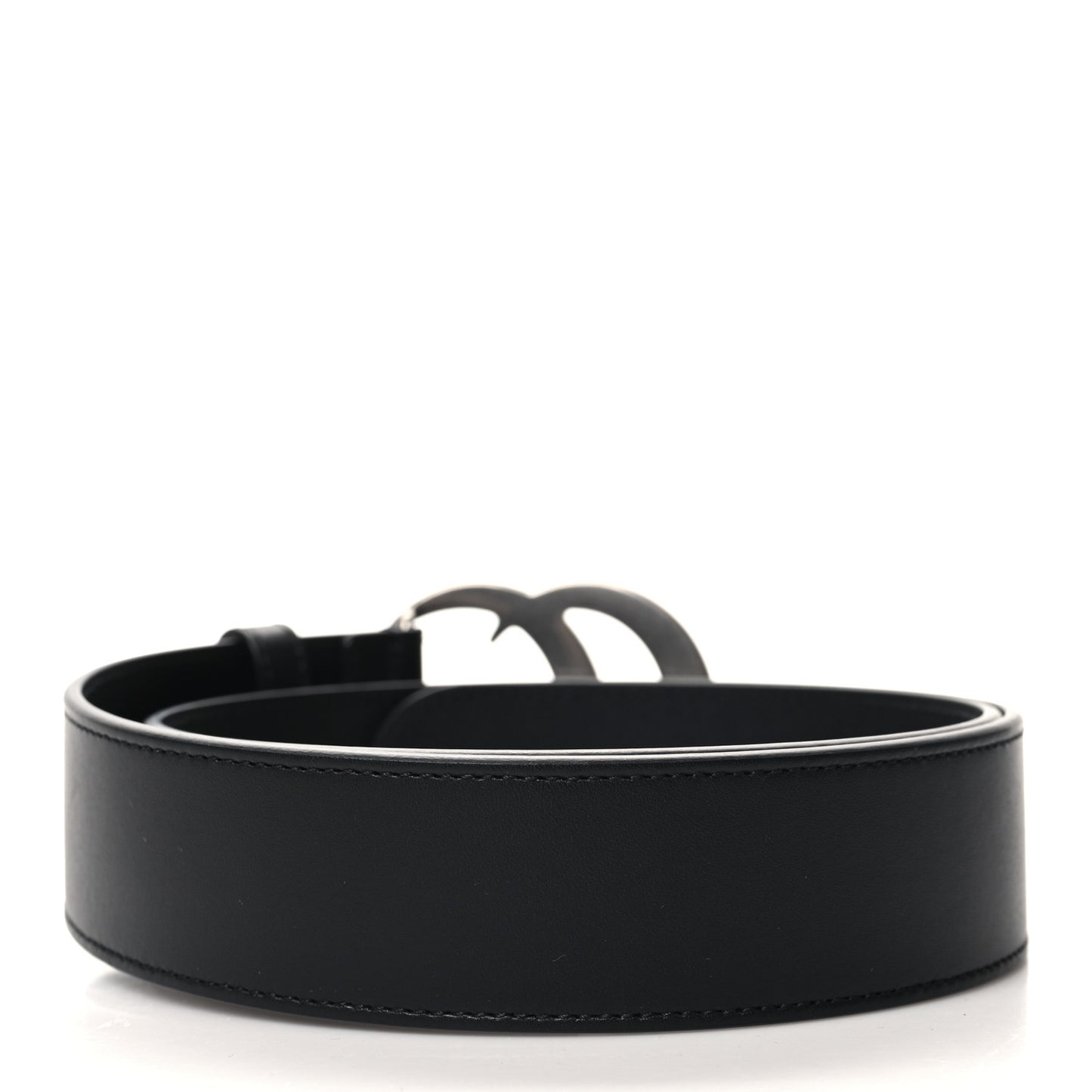 Moon Calfskin Nickel Double G 40mm Belt 80 32 Black
