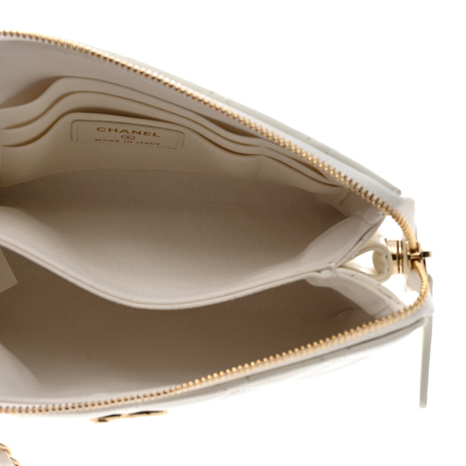 Chanel Shiny Crumpled Calfskin Quilted Clutch Bag White 4 of 9