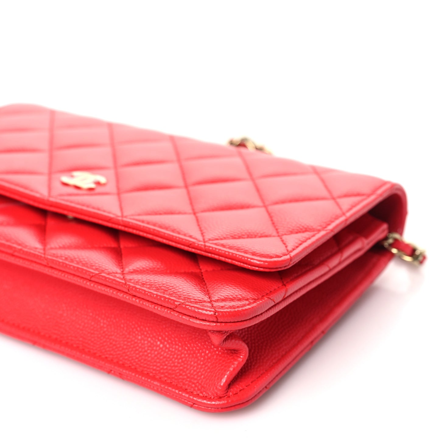 Caviar Quilted Wallet on Chain WOC Red