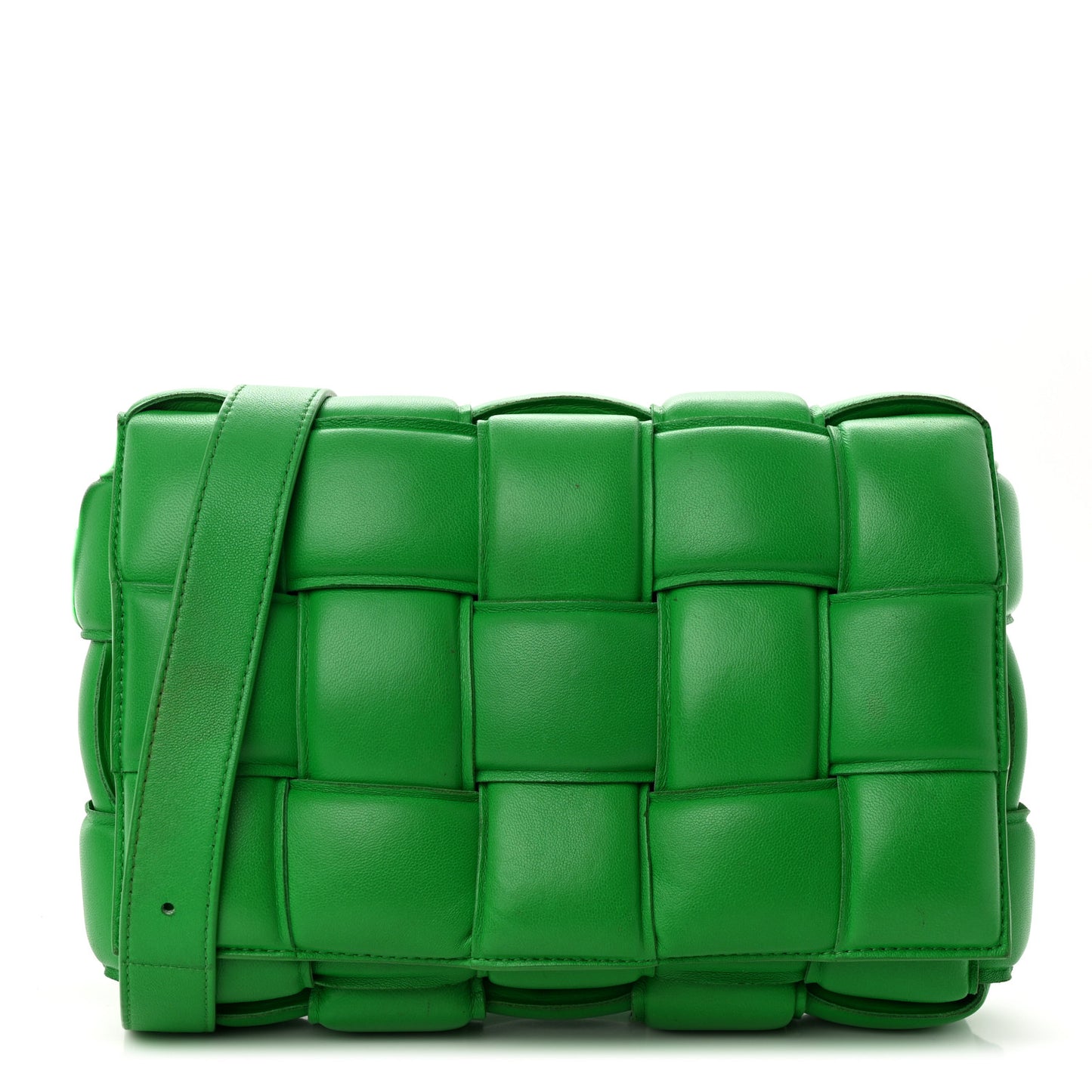Nappa Maxi Intreccio Padded Cassette Crossbody Bag Grass