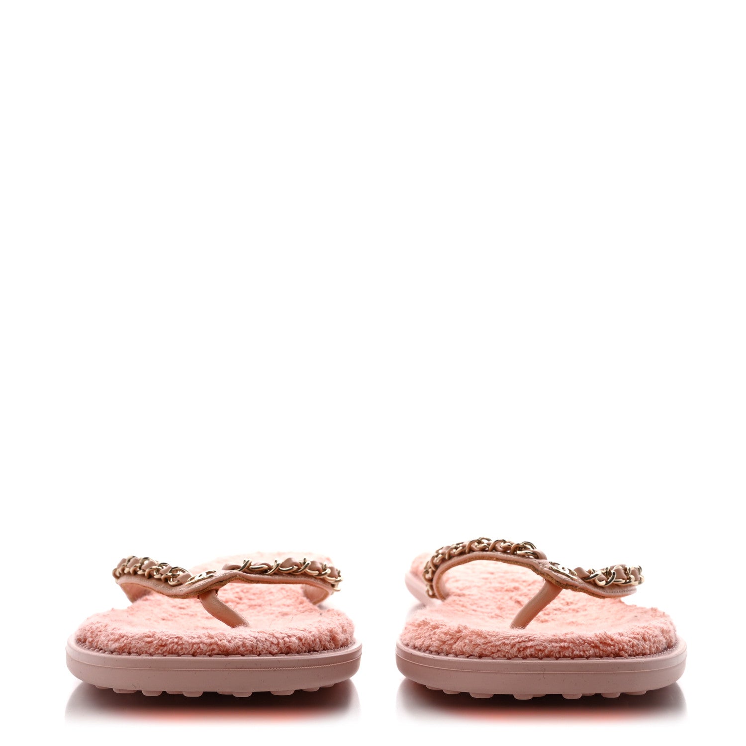Chanel Calfskin CC Chain Thong Sandals 37 Pink 2 of 9