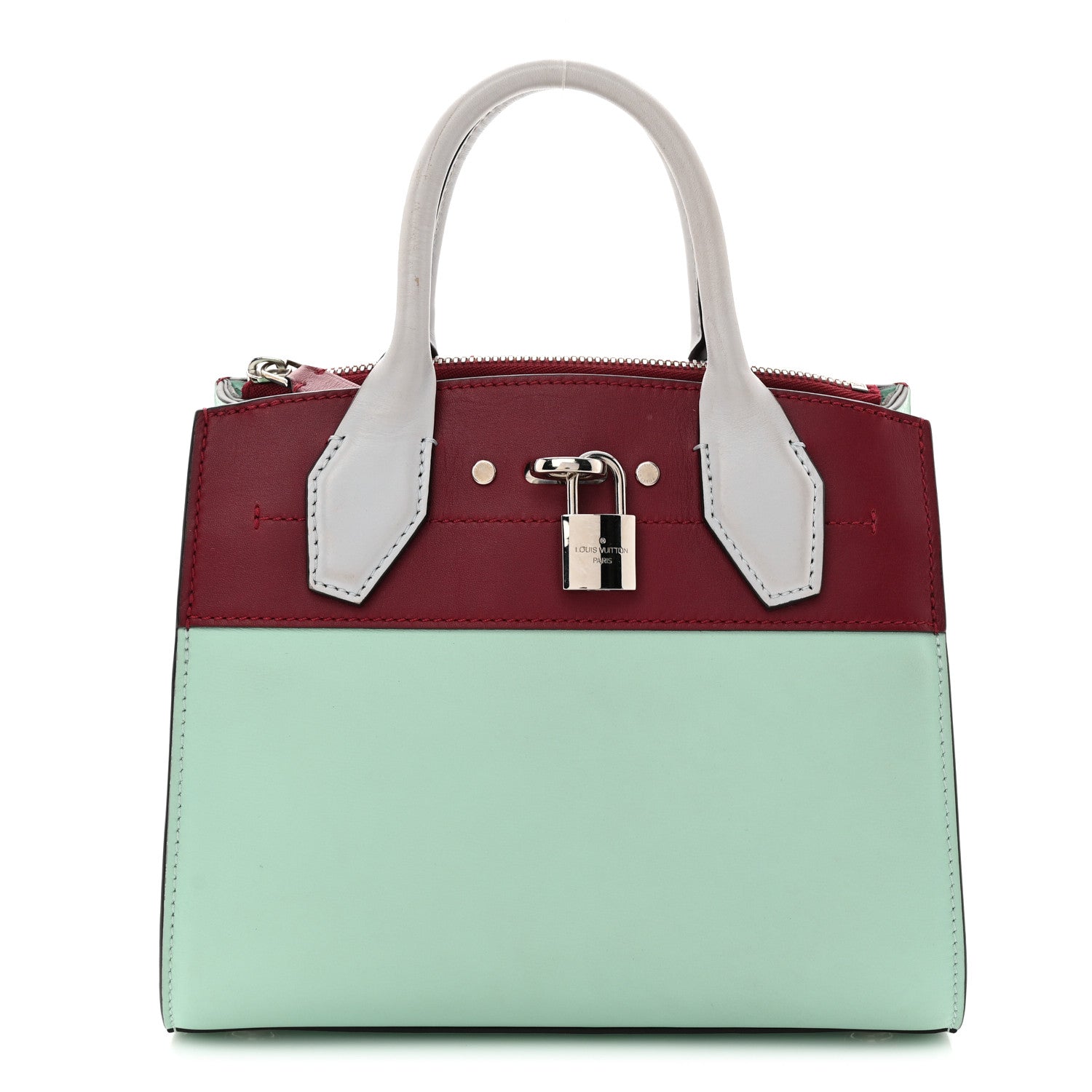 Louis Vuitton Calfskin City Steamer Mini Gris Burgundy Light Green