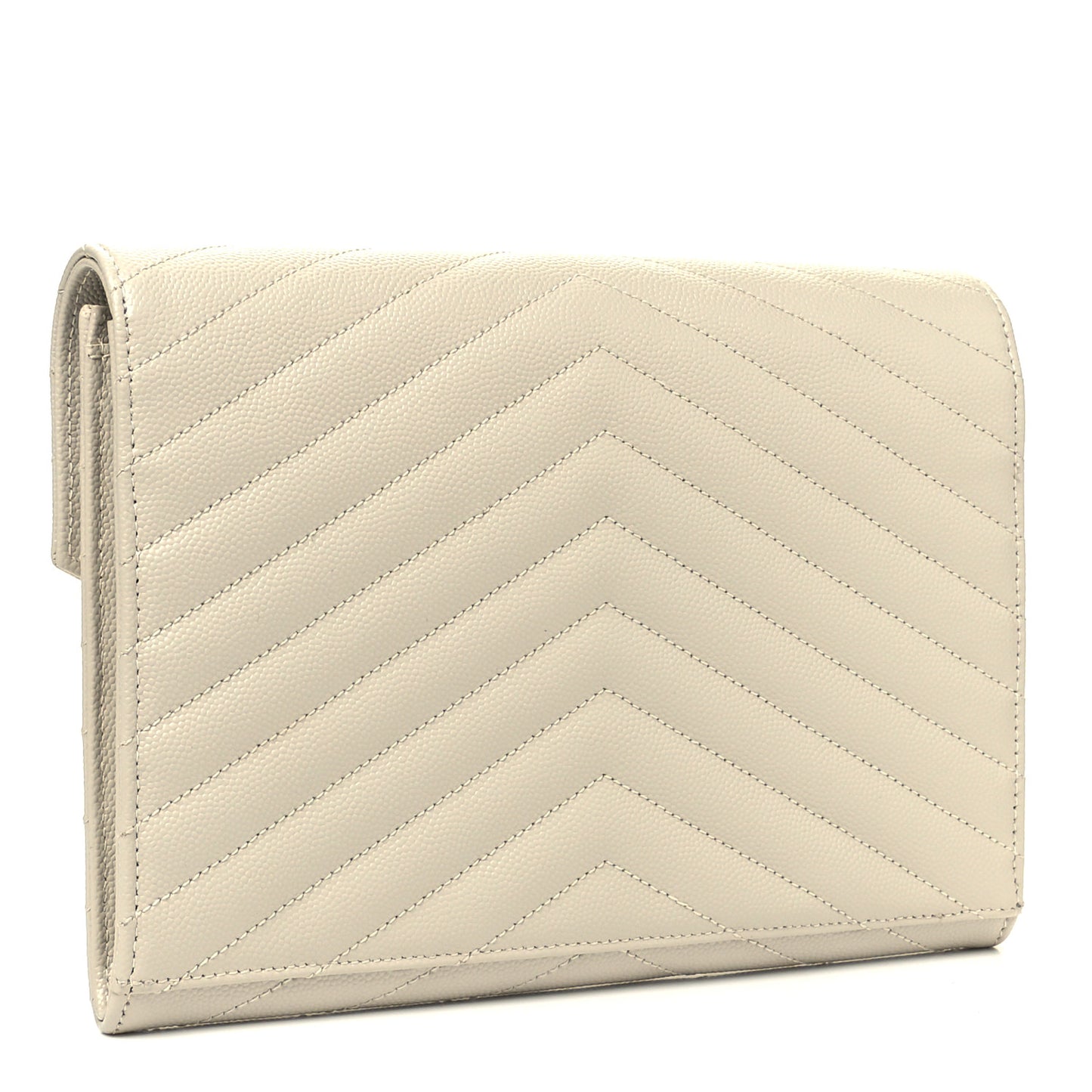 Grain De Poudre Matelasse Chevron Monogram Envelope Clutch Blanc Vintage