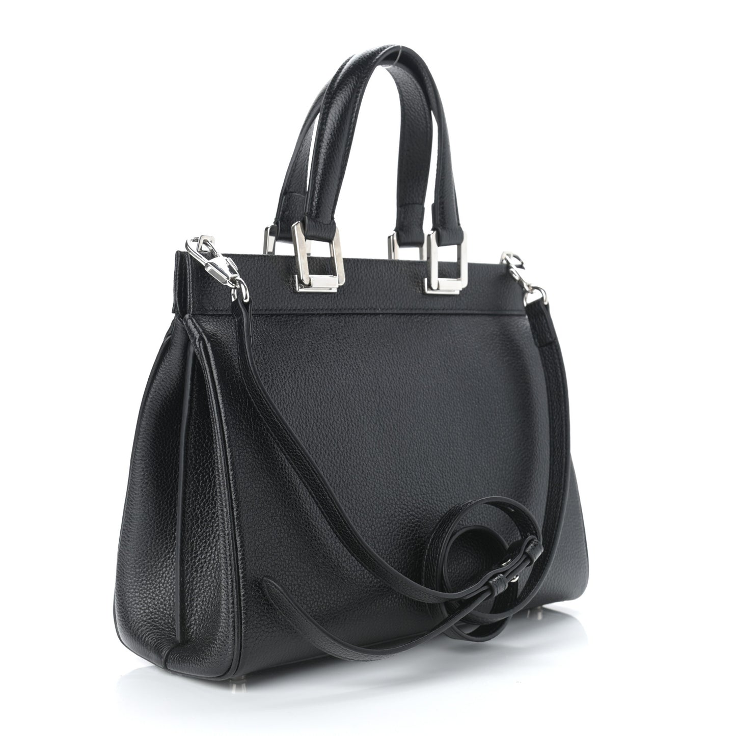 Grainy Calfskin Small Zumi Top Handle Bag Black