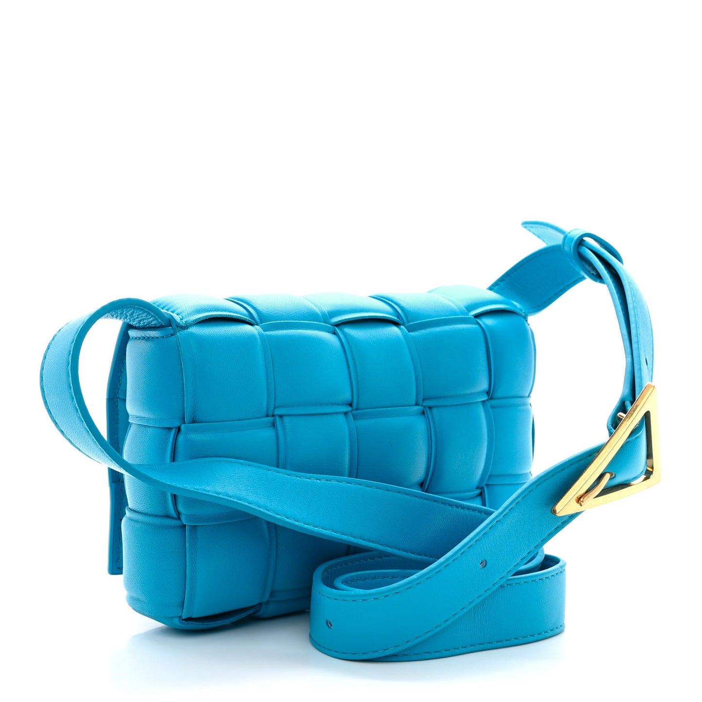 Nappa Maxi Intreccio Small Padded Cassette Crossbody Bag Pool