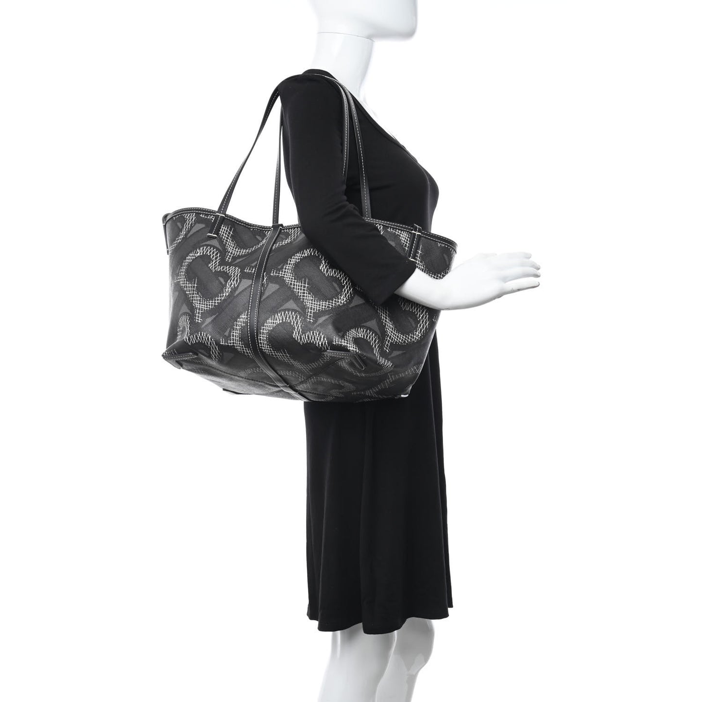 E Canvas Calfskin Summer Tote Graphite