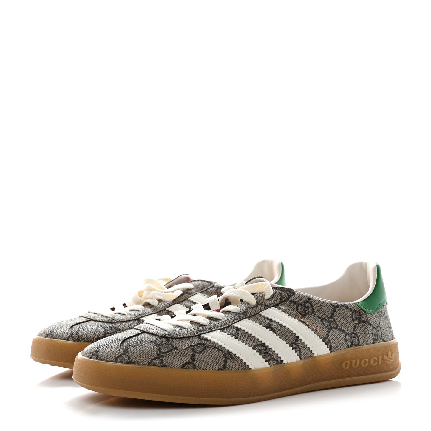 X ADIDAS GG Supreme Monogram Mens Gazelle Sneakers 7.5 Beige Ebony Off White New Shamarock