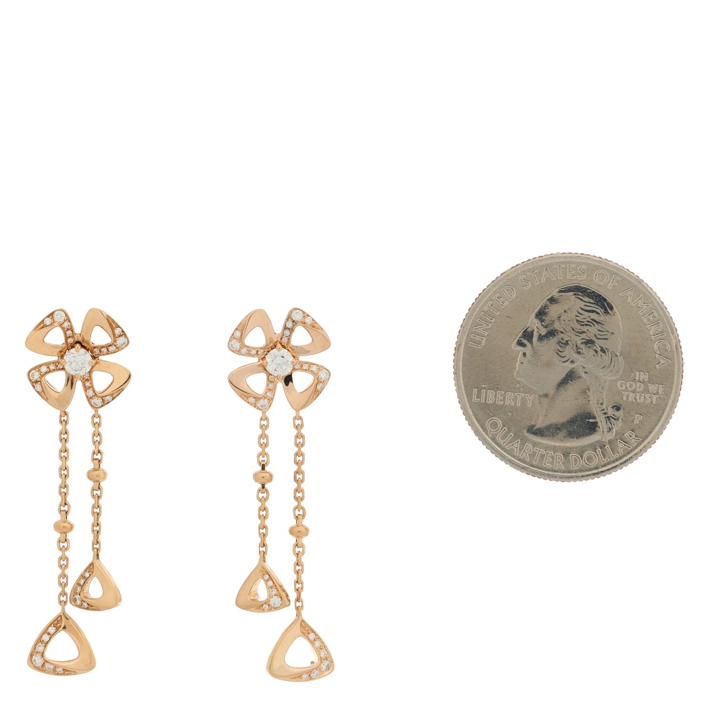 18K Rose Gold Diamond Fiorever Drop Earrings