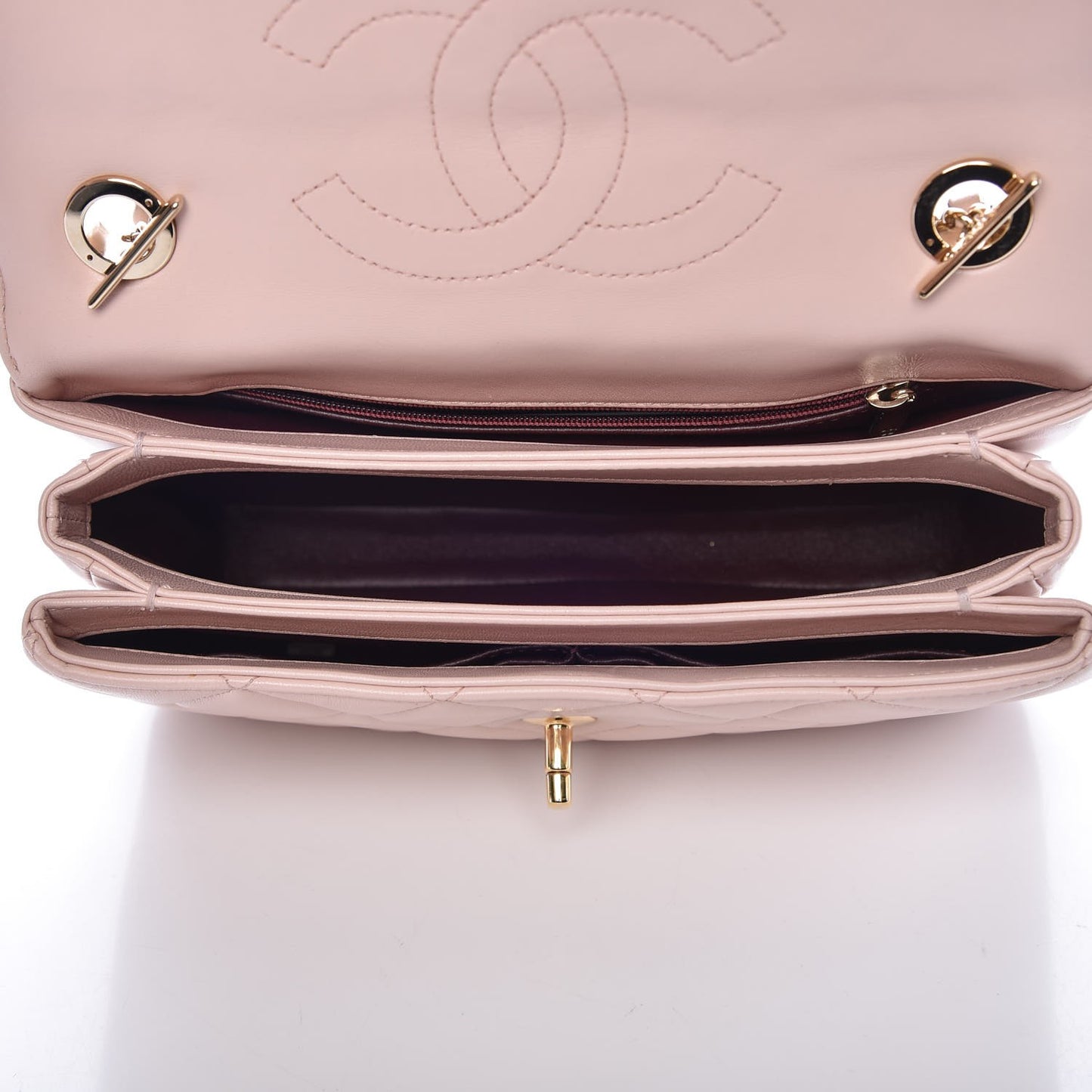 Lambskin Quilted Small Trendy CC Flap Dual Handle Bag Light Pink