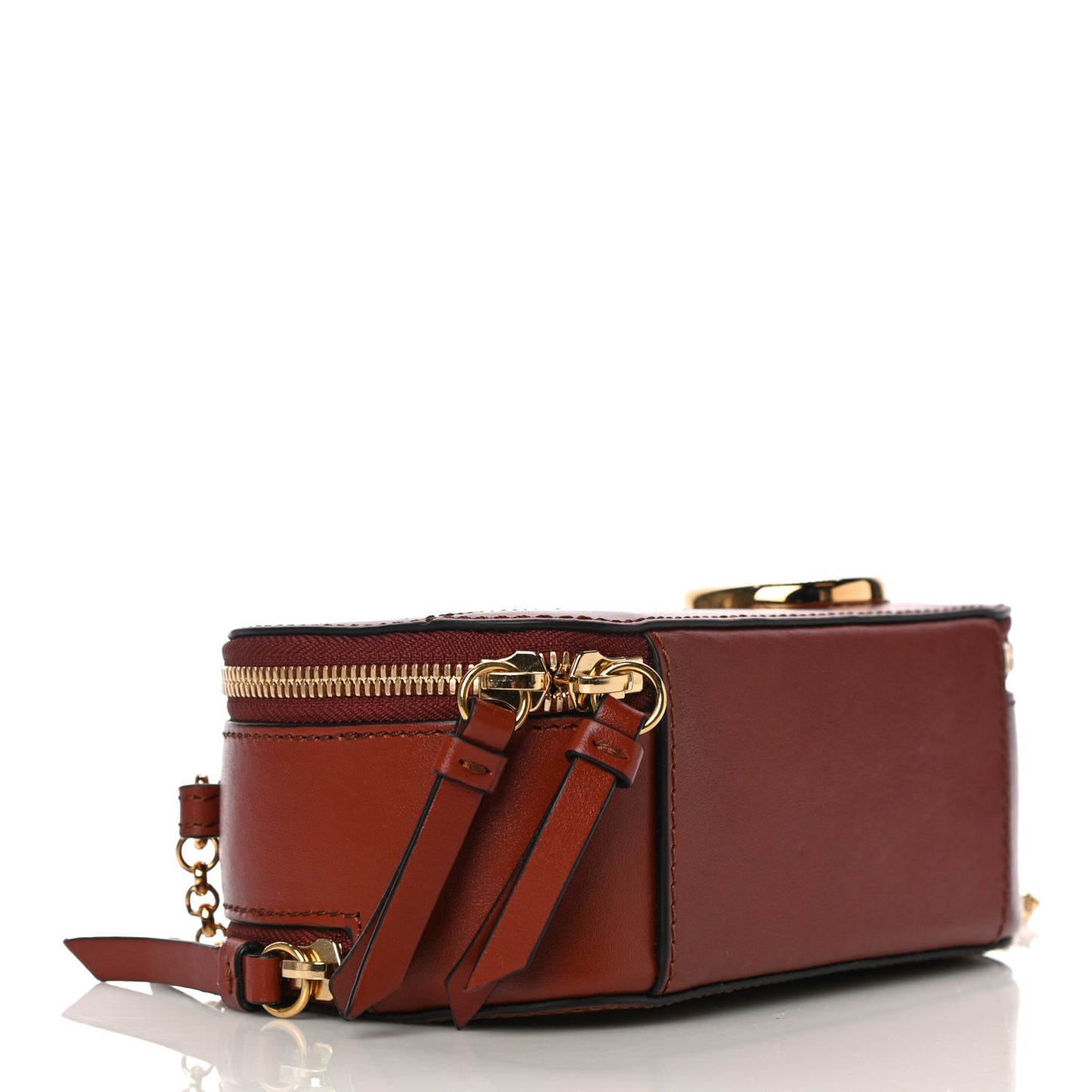 Shiny Calfskin Mini Vanity C Bag Sepia Brown